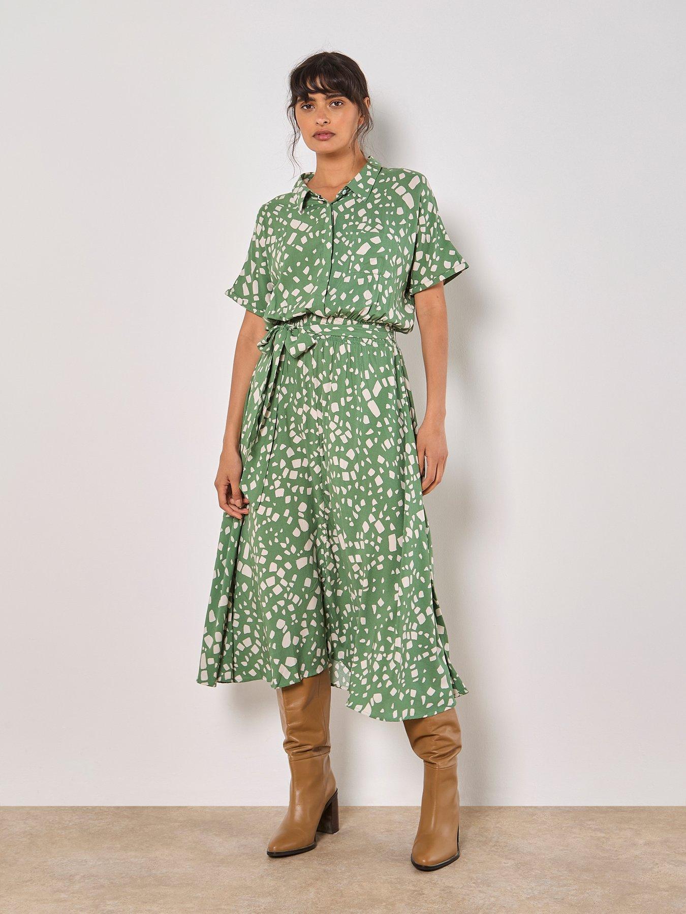 Image of Apricot Scattered Squares Midi Dress