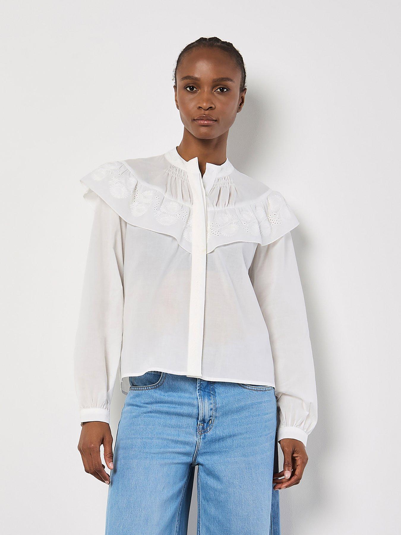 Image 1 of 5 of Apricot Apricot Embroidered Bib Shirt