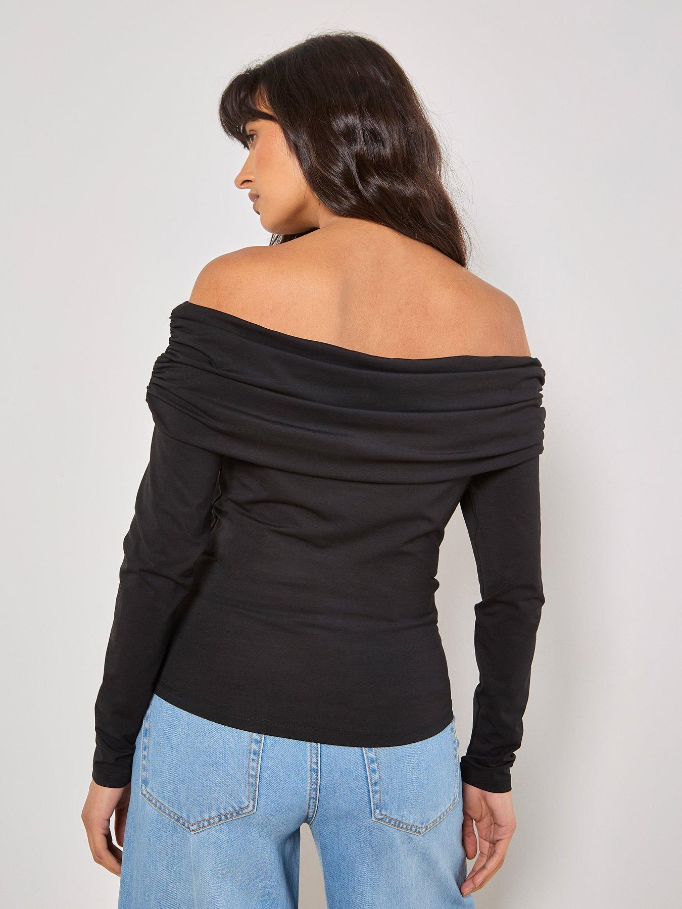 Image 2 of 4 of Apricot Apricot Modal Long Sleeve Bardot Top