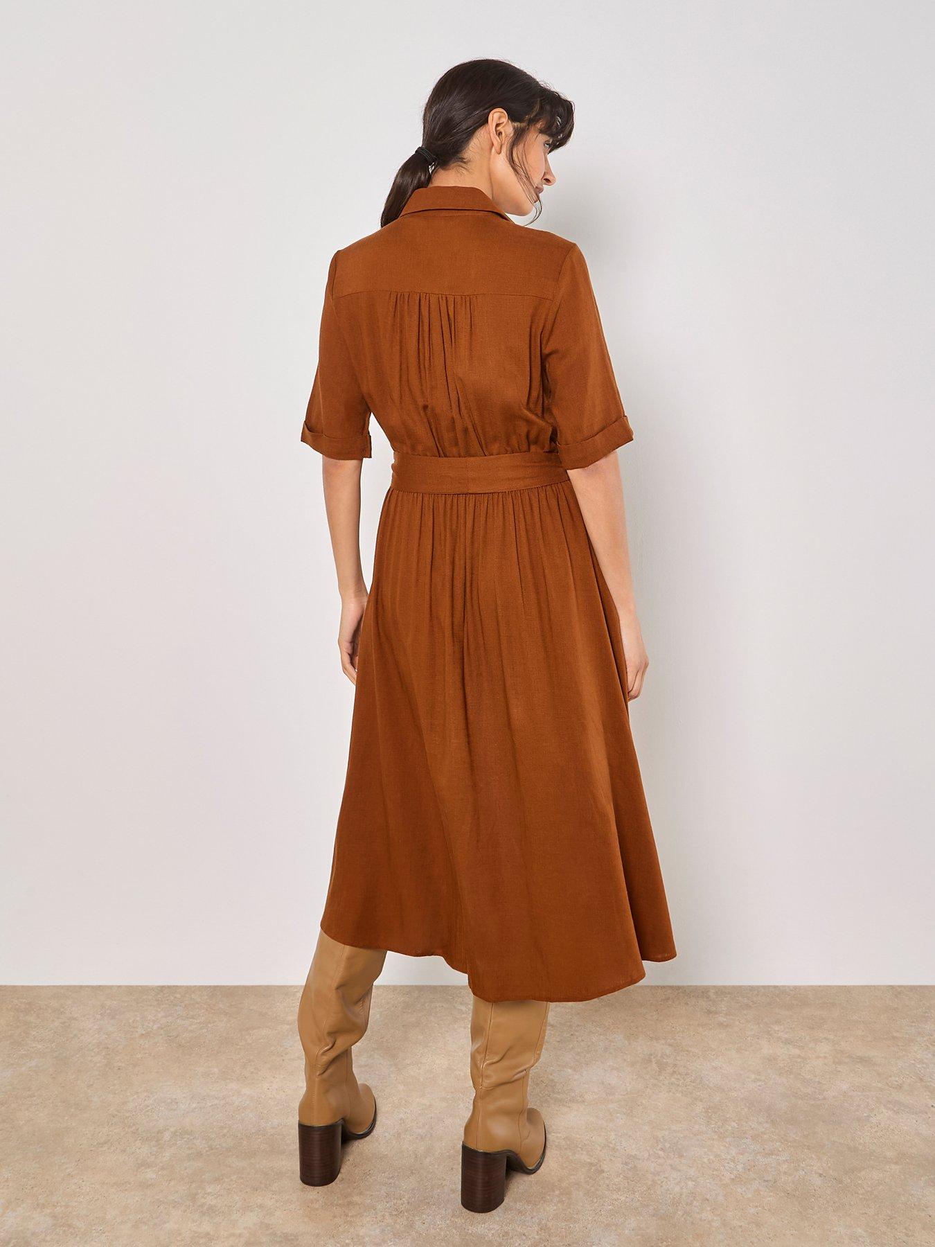 apricot-apricot-linen-midi-utility-dressstillFront