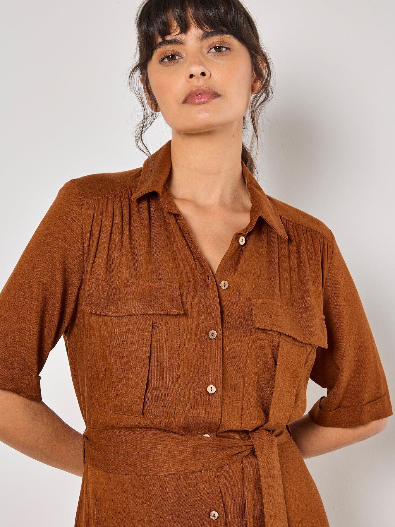 apricot-apricot-linen-midi-utility-dressoutfit