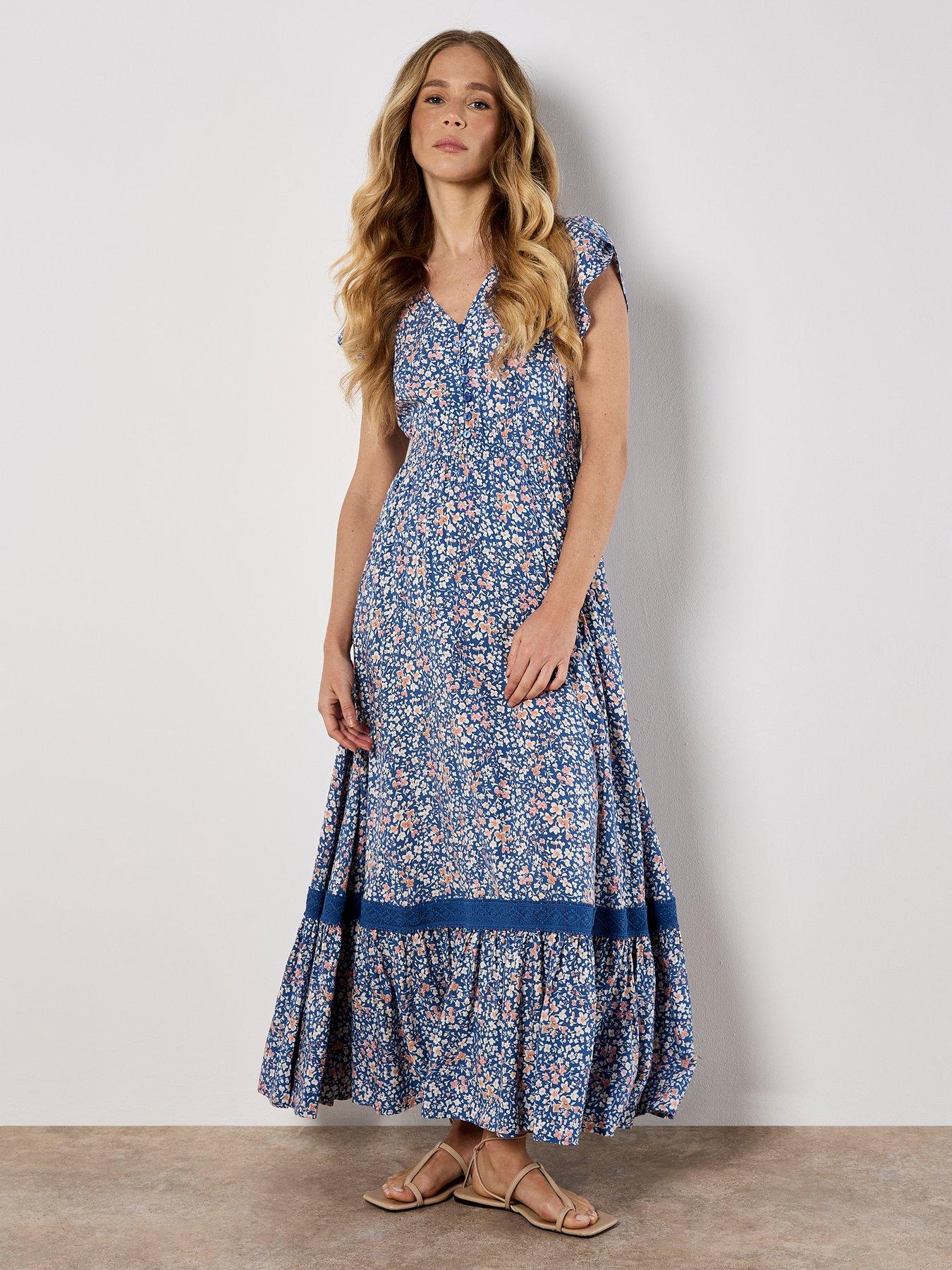 undefined Apricot Ditsy Cluster Crochet Maxi Dress