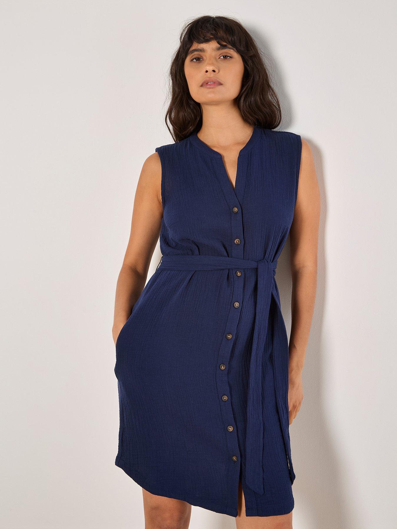 Image of Apricot Tetra Grandad Button Thru Dress