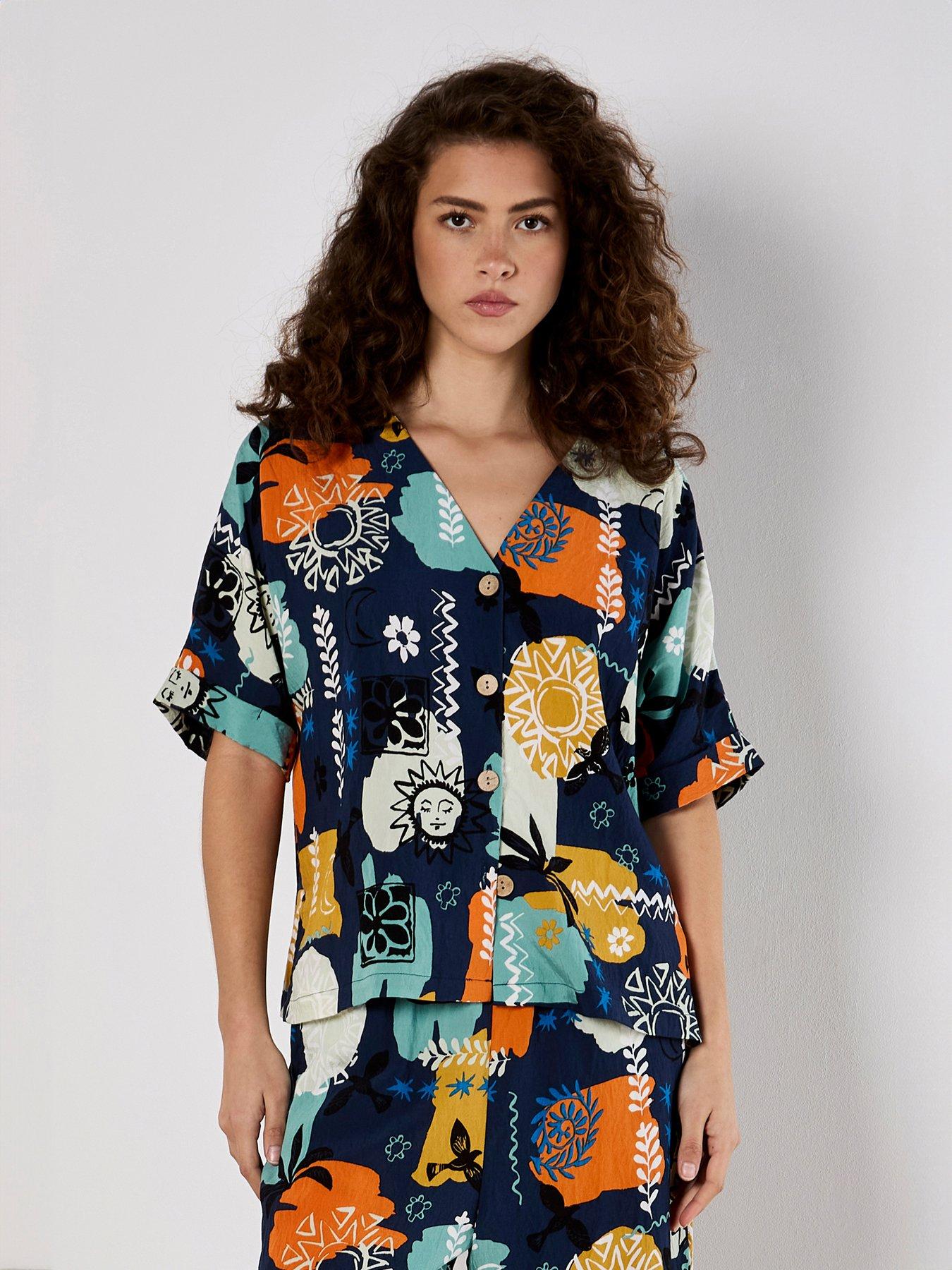 Image 1 of 5 of Apricot Apricot Sun &amp; Colour Print - V-nk Top