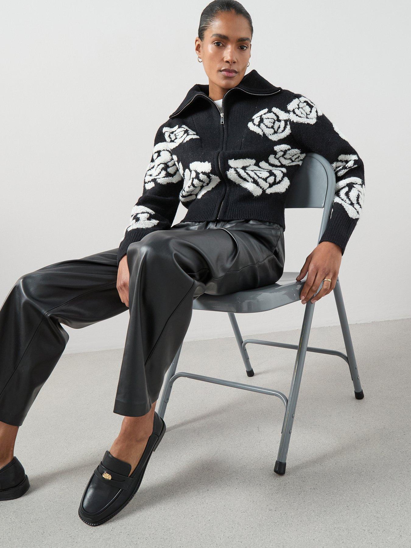 the-very-collection-style-yarn-zip-through-rose-jacquard-cardigan-with-wool-black
