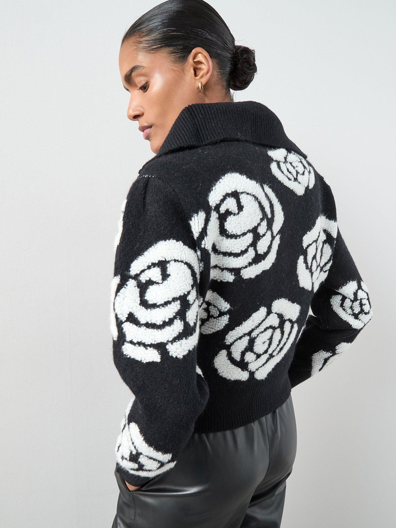 the-very-collection-style-yarn-zip-through-rose-jacquard-cardigan-with-wool-blackstillFront