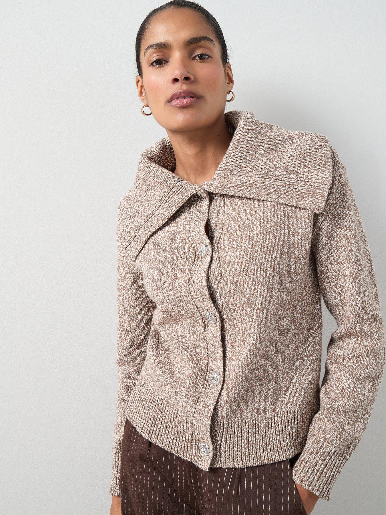 the-very-collection-collared-neck-twist-yarn-cardigan-with-wool-brown