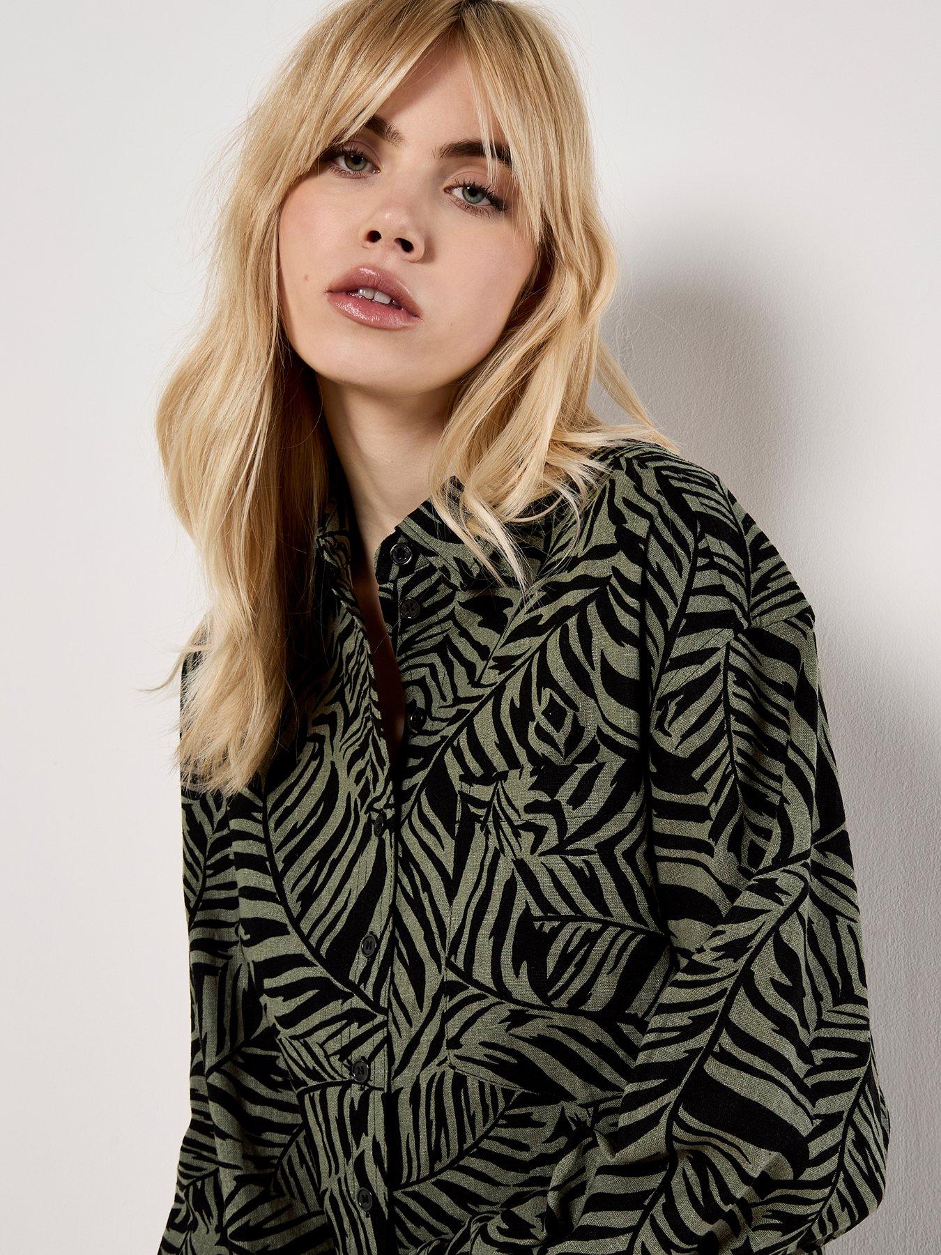 Image 4 of 4 of Apricot Bold Leaf Abstract Shirt