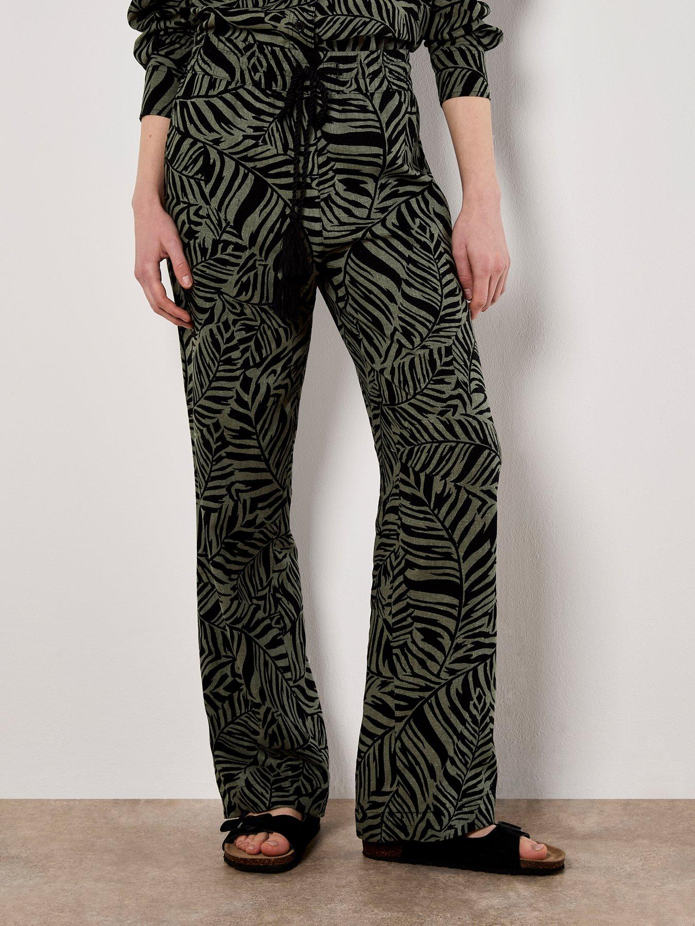 Image 1 of 5 of Apricot Bold Leaf Abstract Trouser
