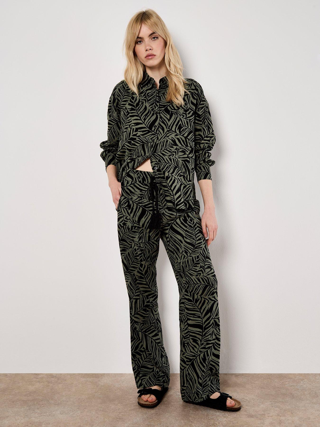 Image 3 of 5 of Apricot Bold Leaf Abstract Trouser