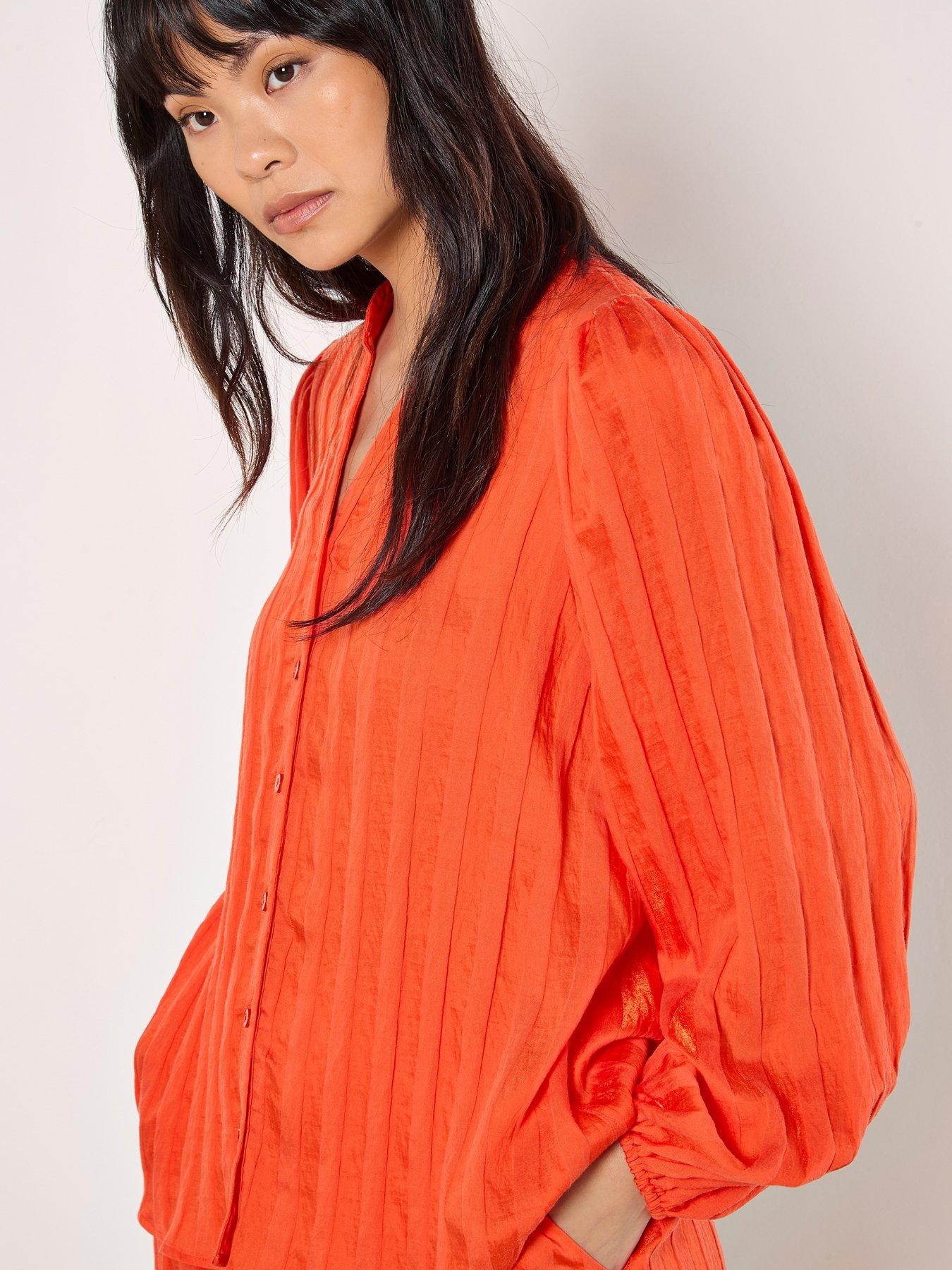 Image 4 of 4 of Apricot Apricot Grandad Collar Self Stripe Shirt