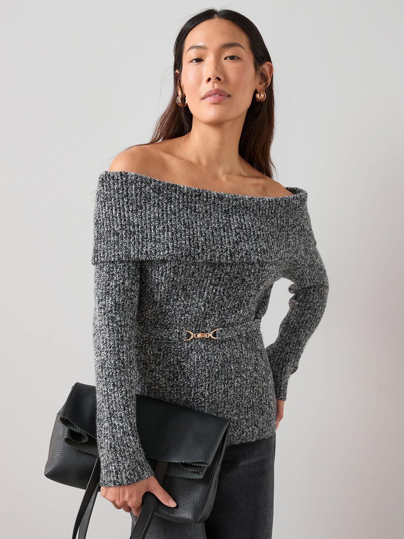 the-very-collection-bardot-belted-twist-yarn-jumper-with-wool-grey