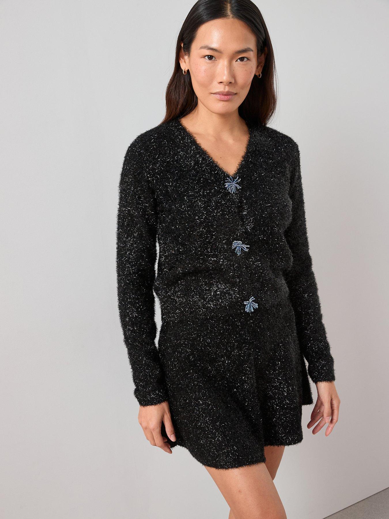 the-very-collection-v-neck-tinsel-knitted-cardigan-co-ord-black