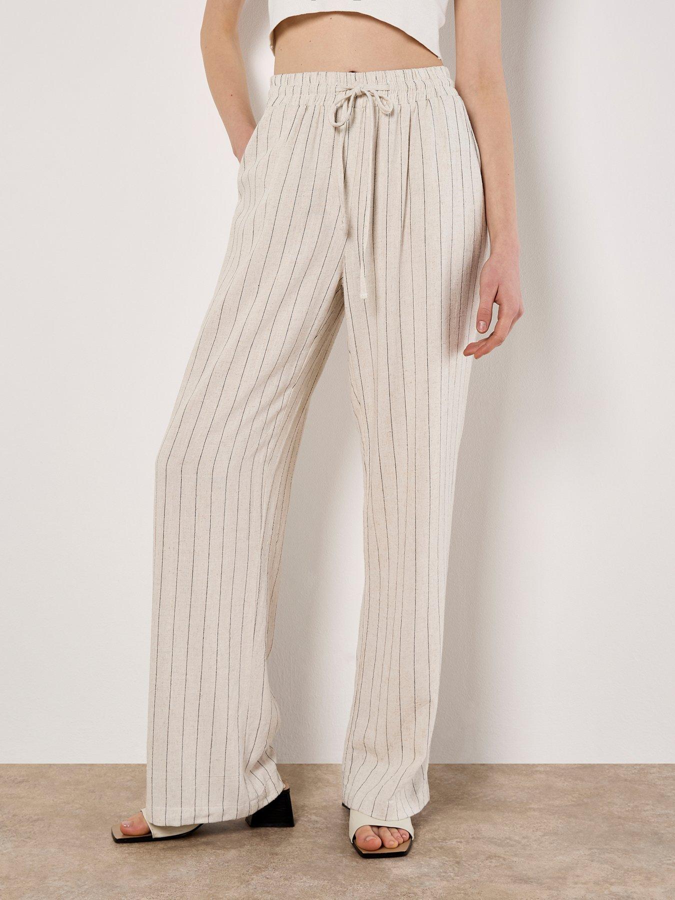 Image of Apricot Soft Pinstripe Trouser - Cream