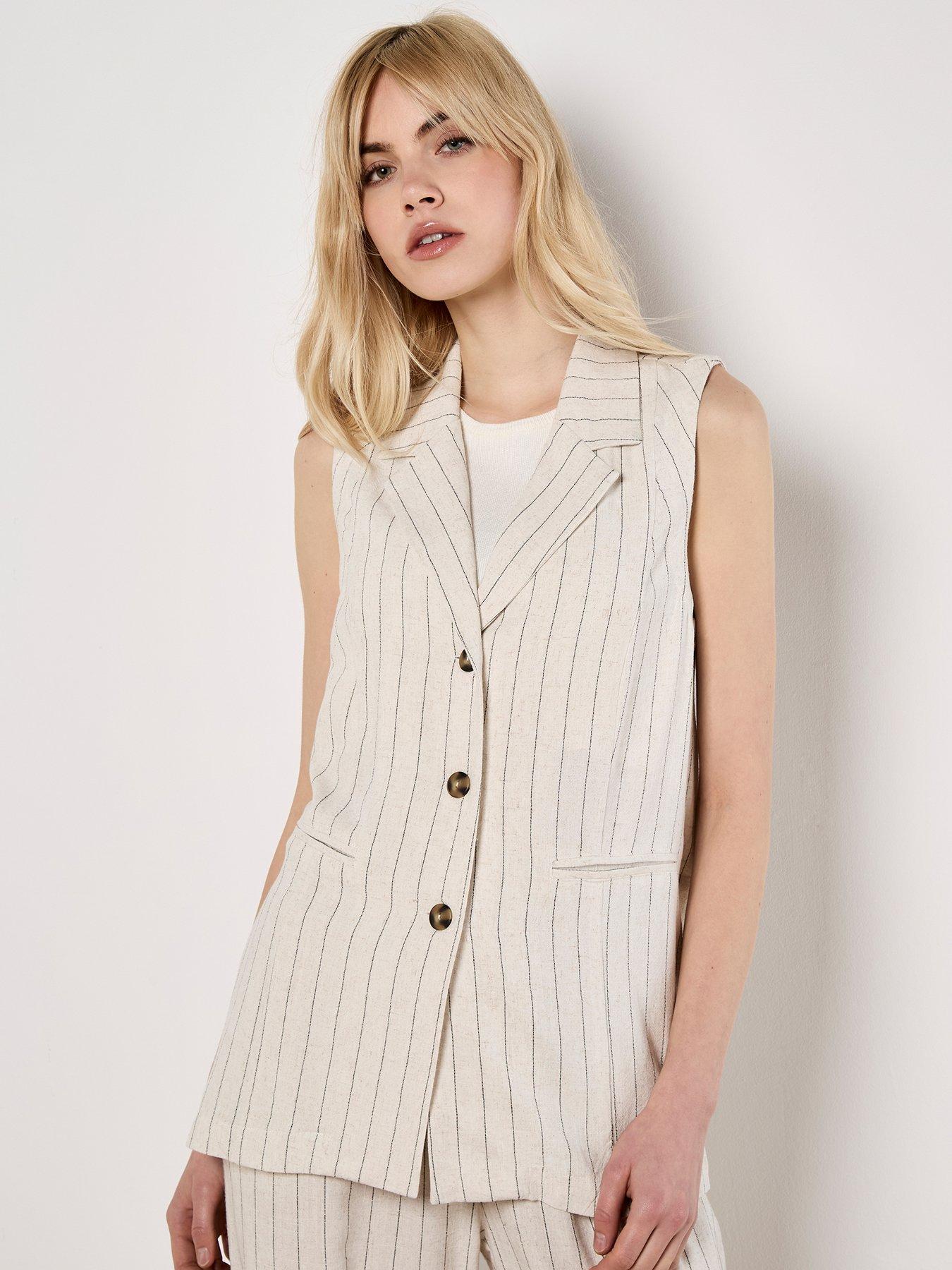 Image of Apricot Soft Pinstripe Waistcoat - Cream