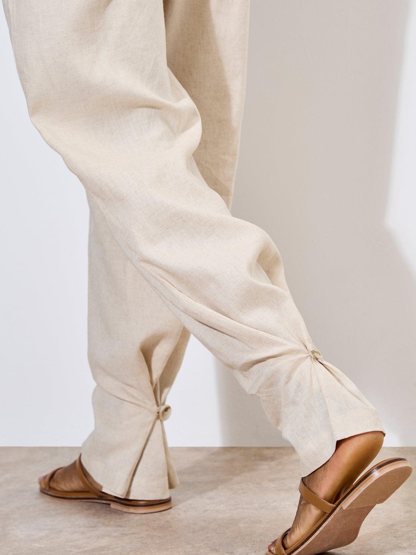apricot-pleated-wide-leg-cuff-trouser-creamoutfit