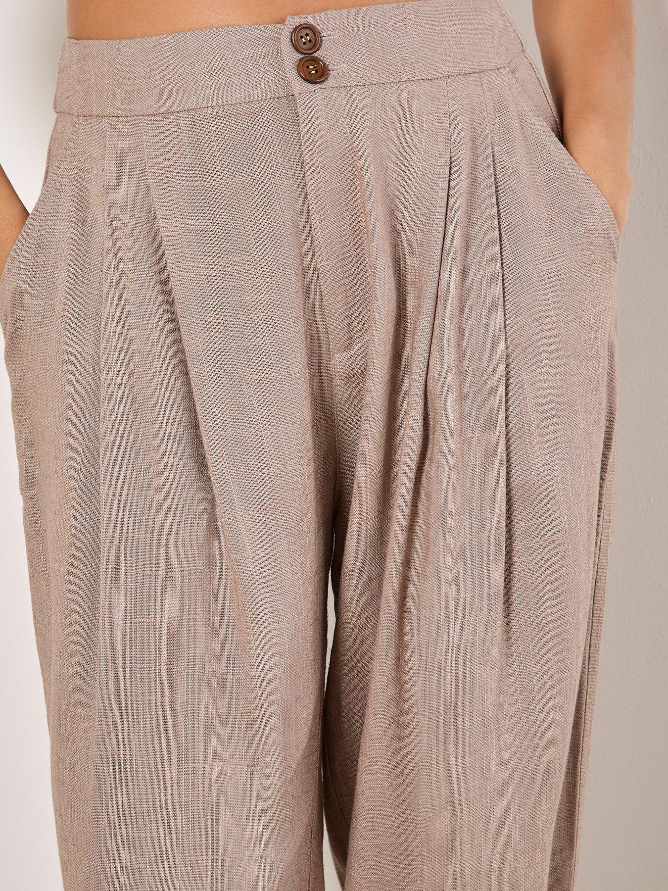 apricot-slub-linen-mix-jogger-brownoutfit