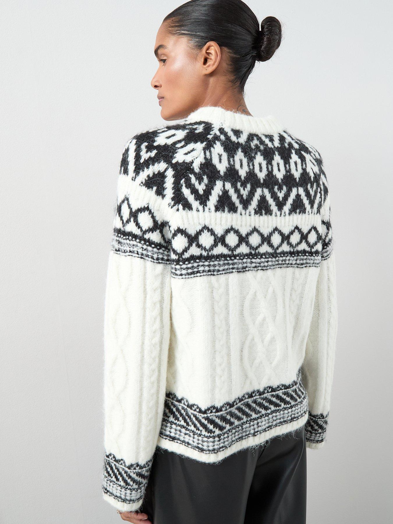 Image 2 of 6 of The Very Collection Crew Neck Fairisle Jumper With Wool - Mono