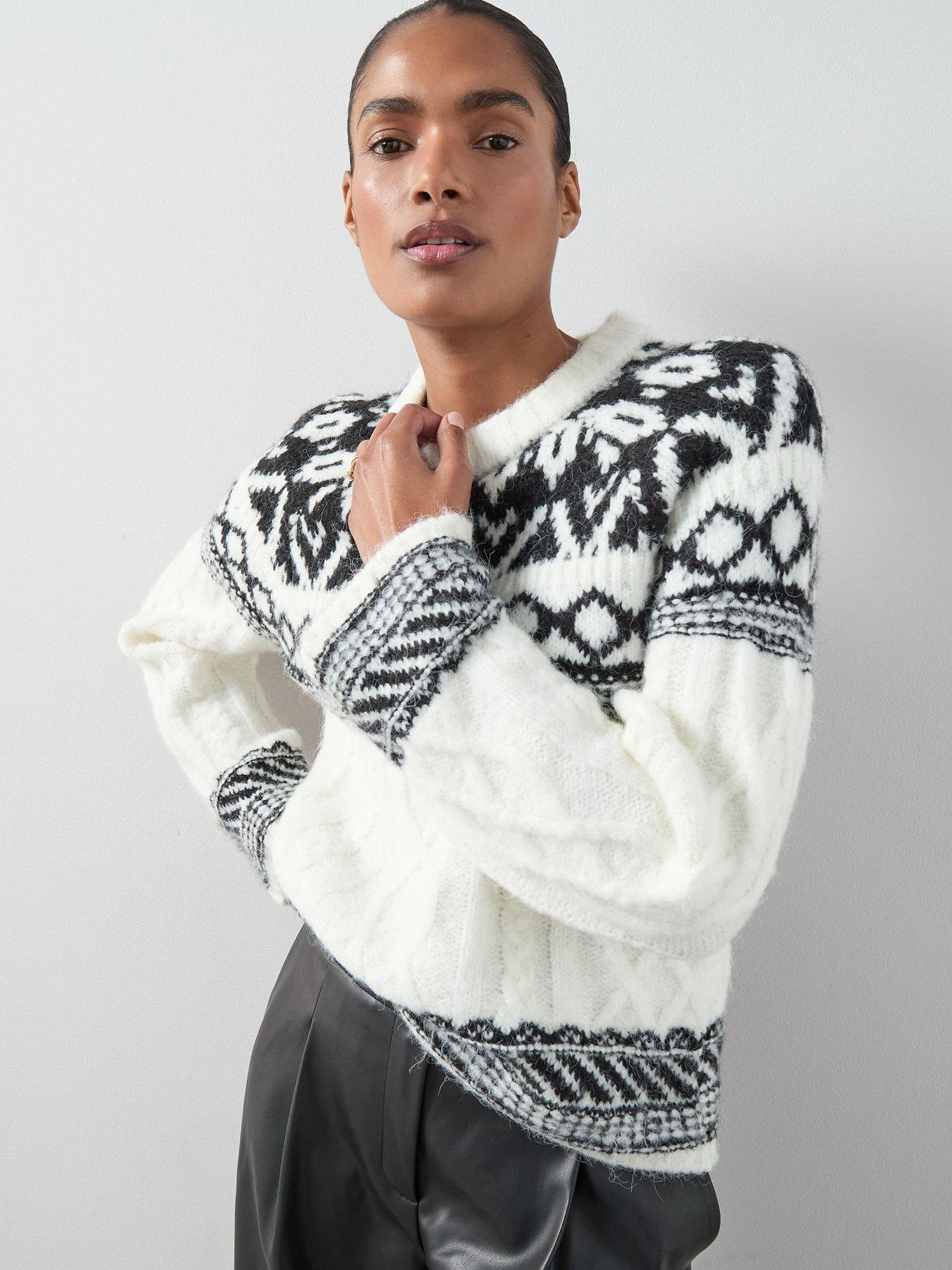 Image 5 of 6 of The Very Collection Crew Neck Fairisle Jumper With Wool - Mono