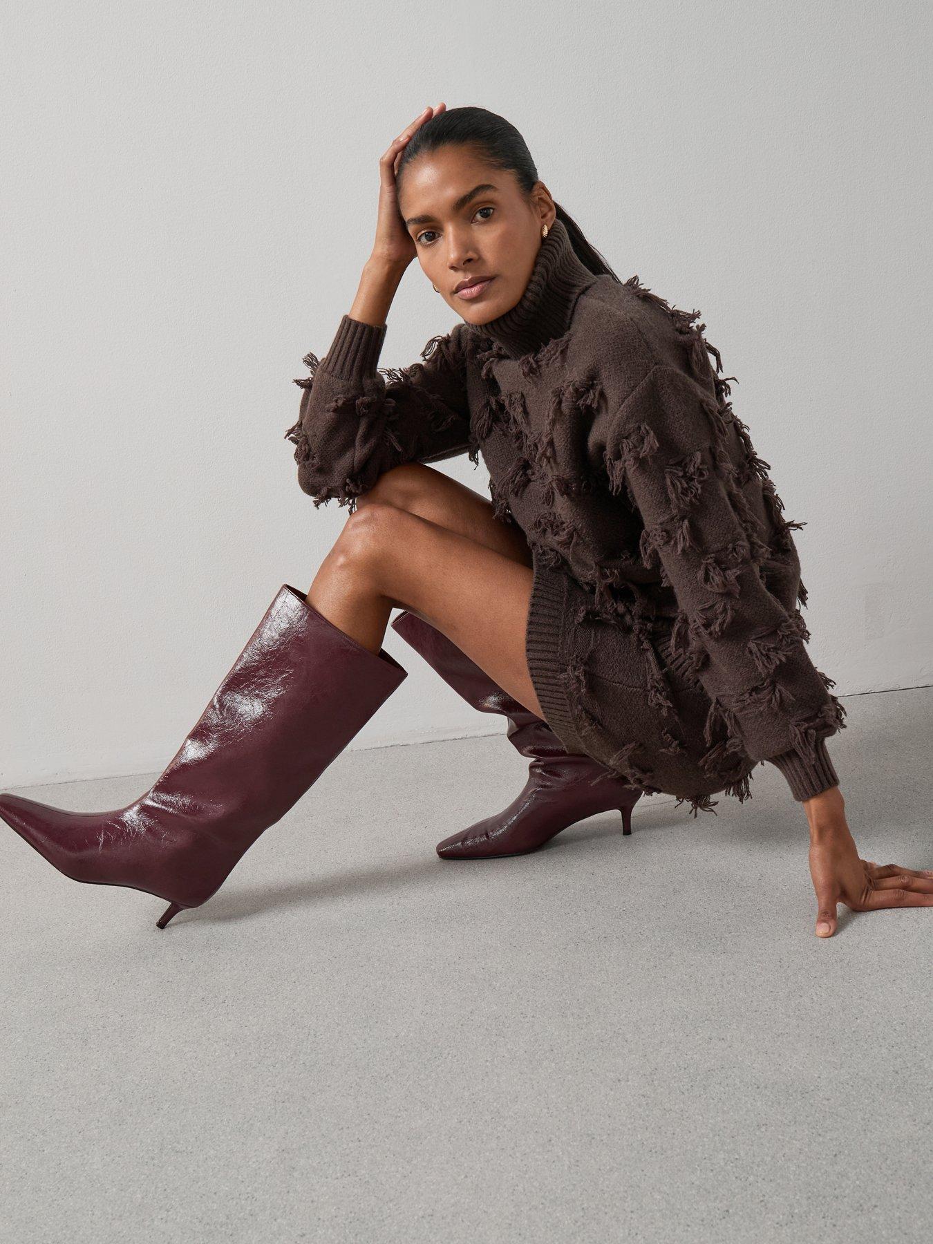 Image 4 of 6 of The Very Collection Timeless Yarn Fringe Mini Skirt Coord - Brown