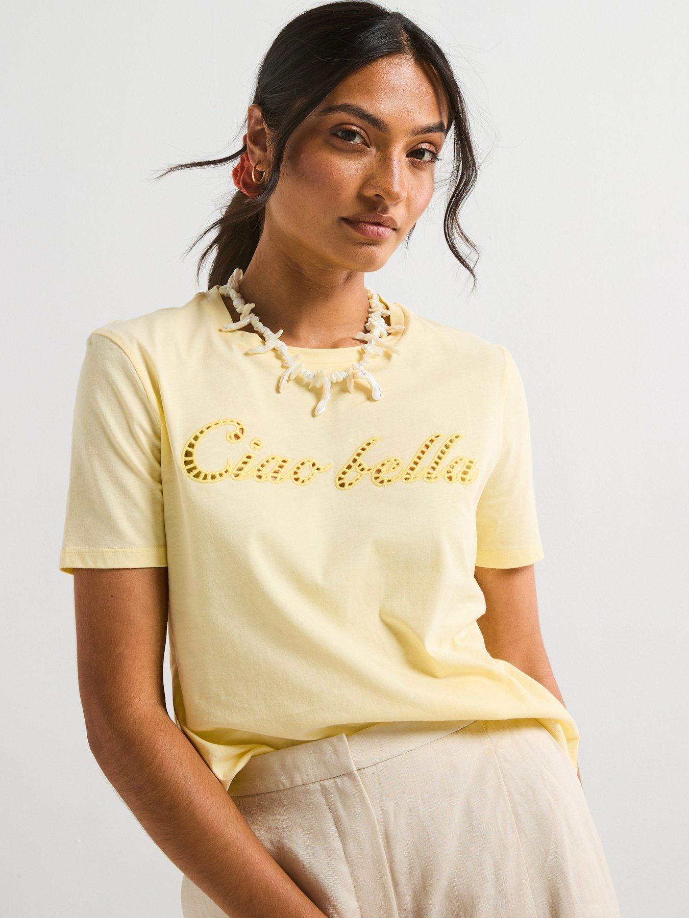 Image of V by Very Ciao Bella Cut Out T-shirt - Yellow