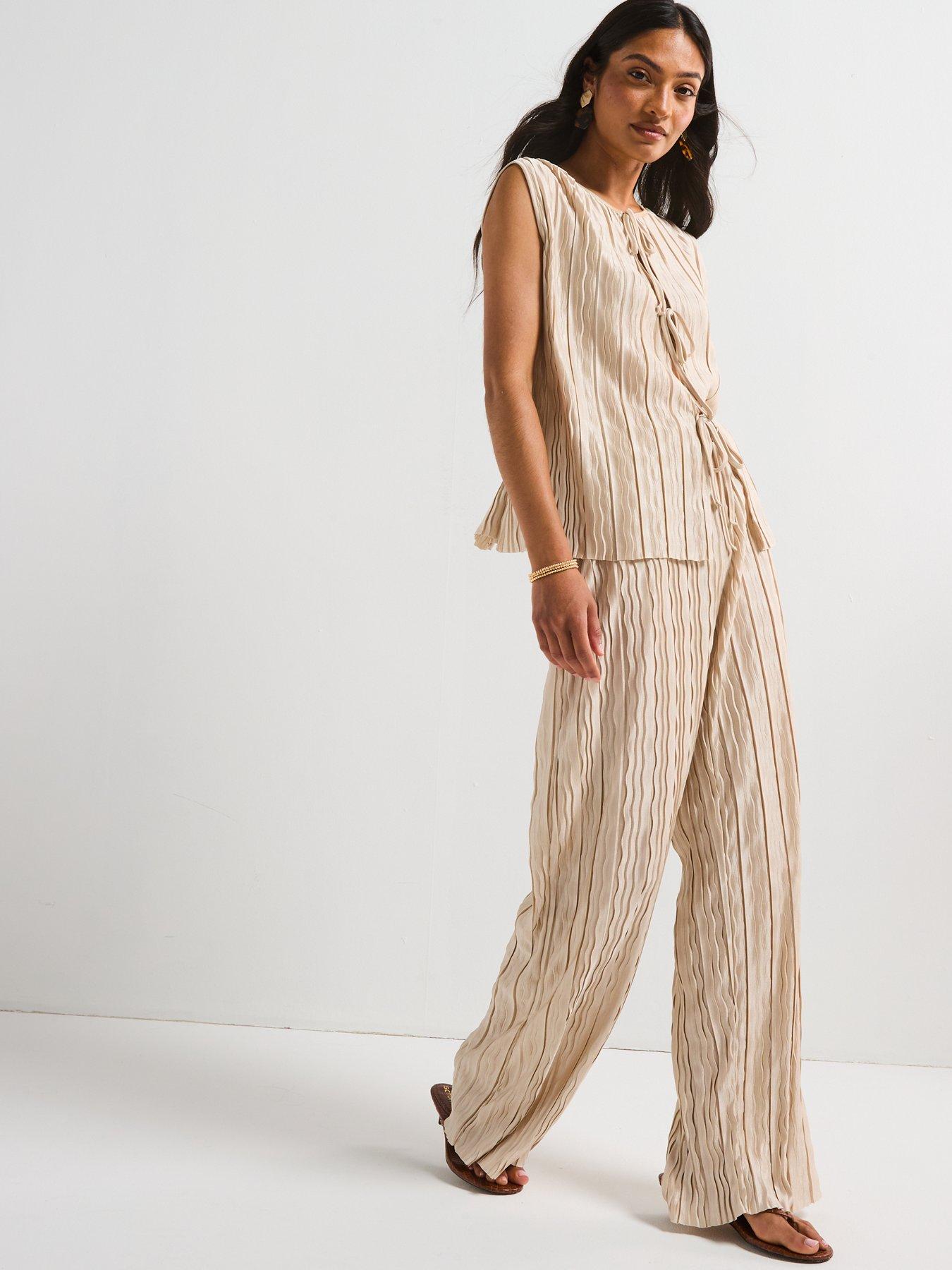 v-by-very-tie-front-textured-top-co-ord-nudeback