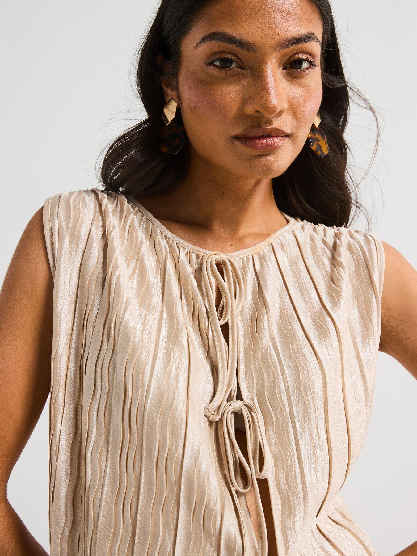 v-by-very-tie-front-textured-top-co-ord-nudedetail