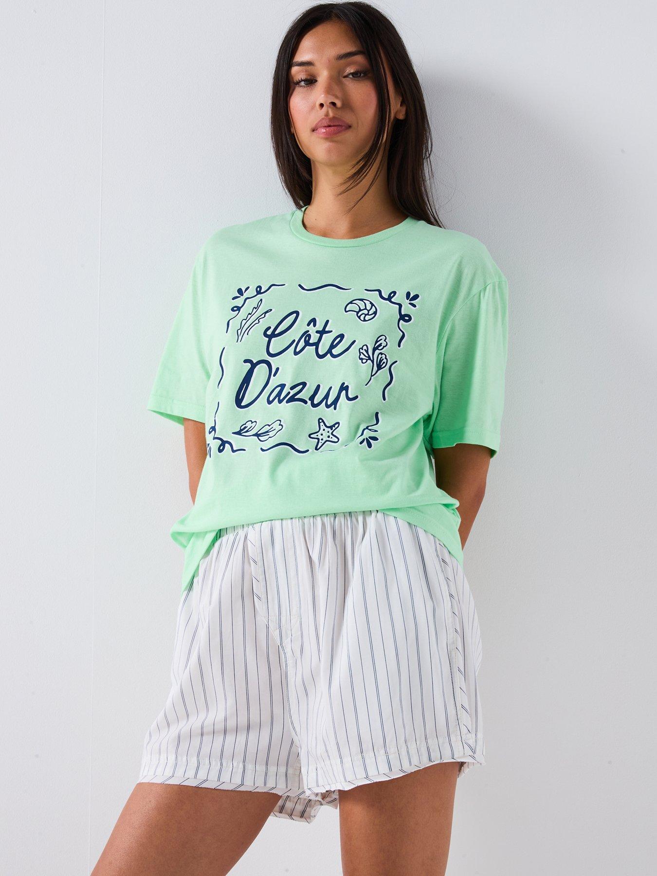 Image of V by Very Cote D'azur Oversized T-Shirt - Green