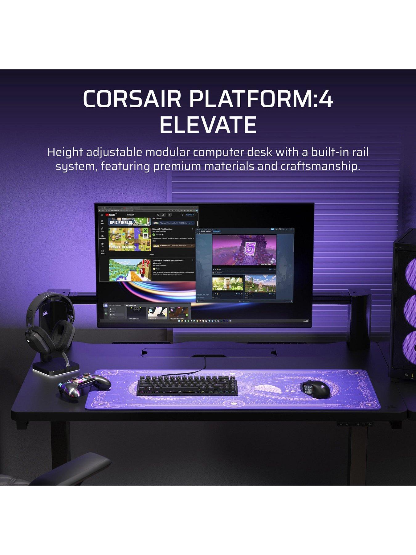 undefined Corsair Platform:4 Elevate Adjustable-Height Desk Electric Motors Monitor Arm Black