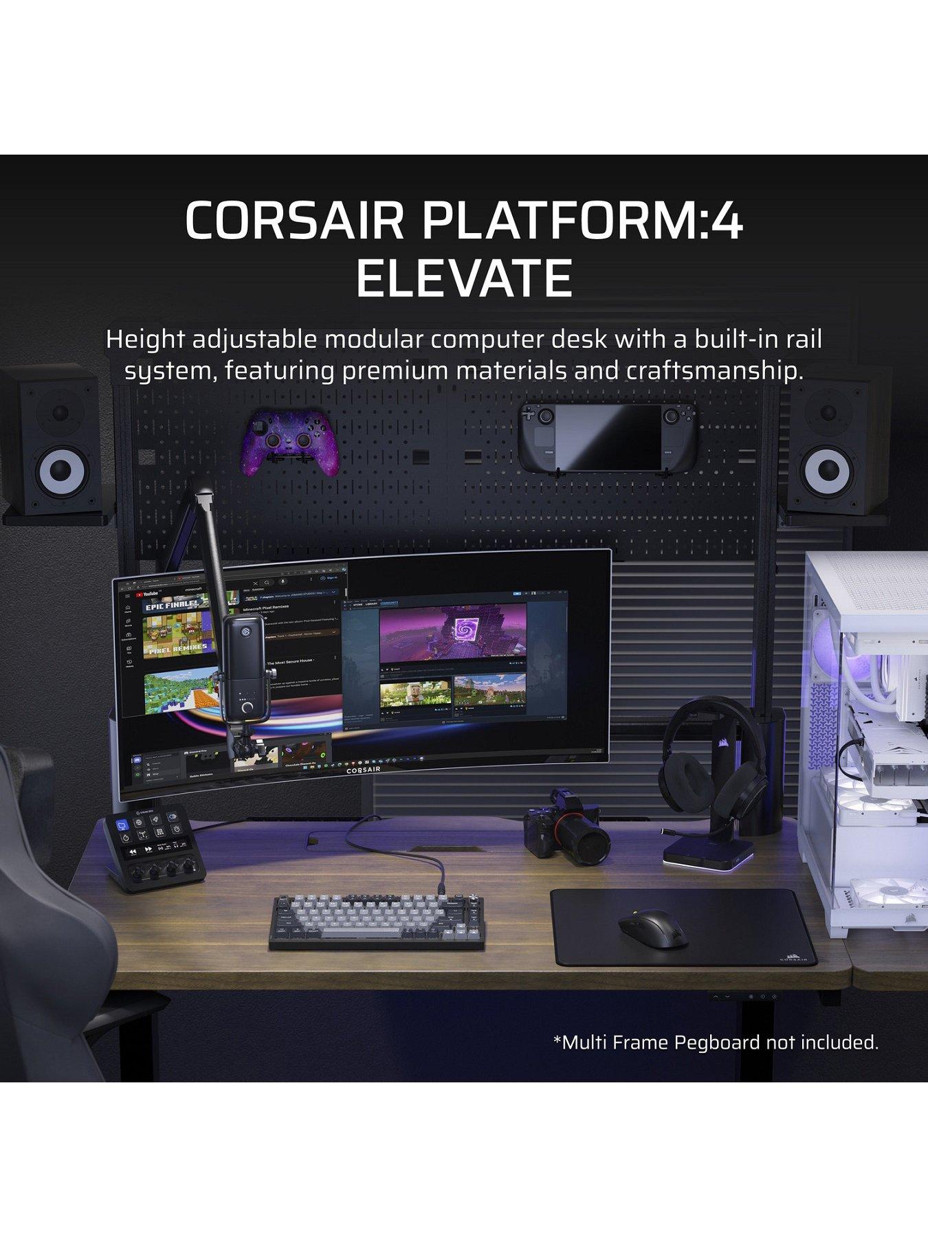 undefined Corsair Platform:4 Elevate Adjustable-Height Desk Electric Motors Monitor Arm Black
