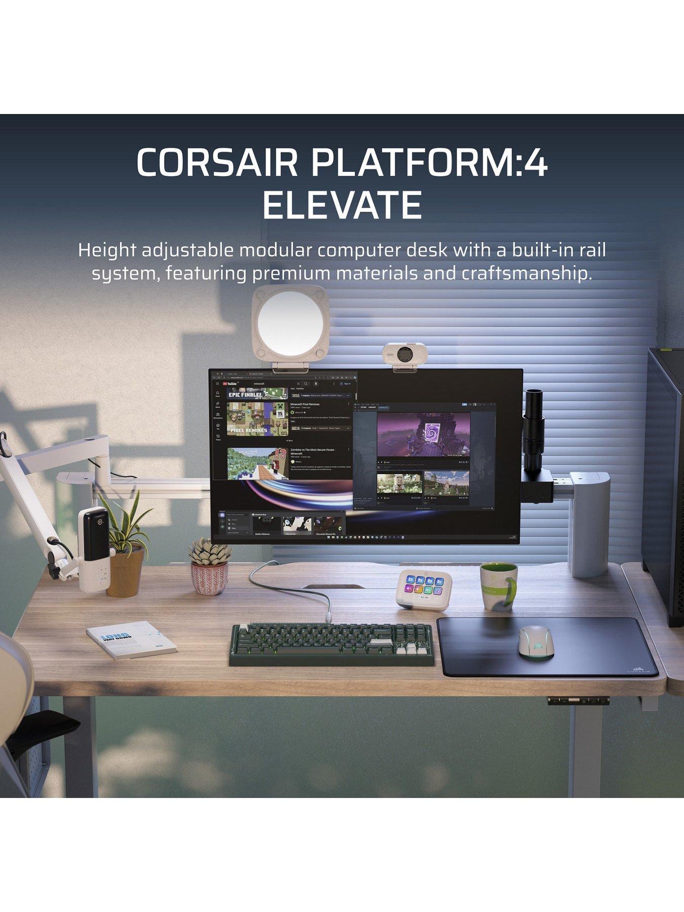 undefined Corsair Platform:4 Elevate Adjustable-Height Desk Electric Motors Monitor Arm Black
