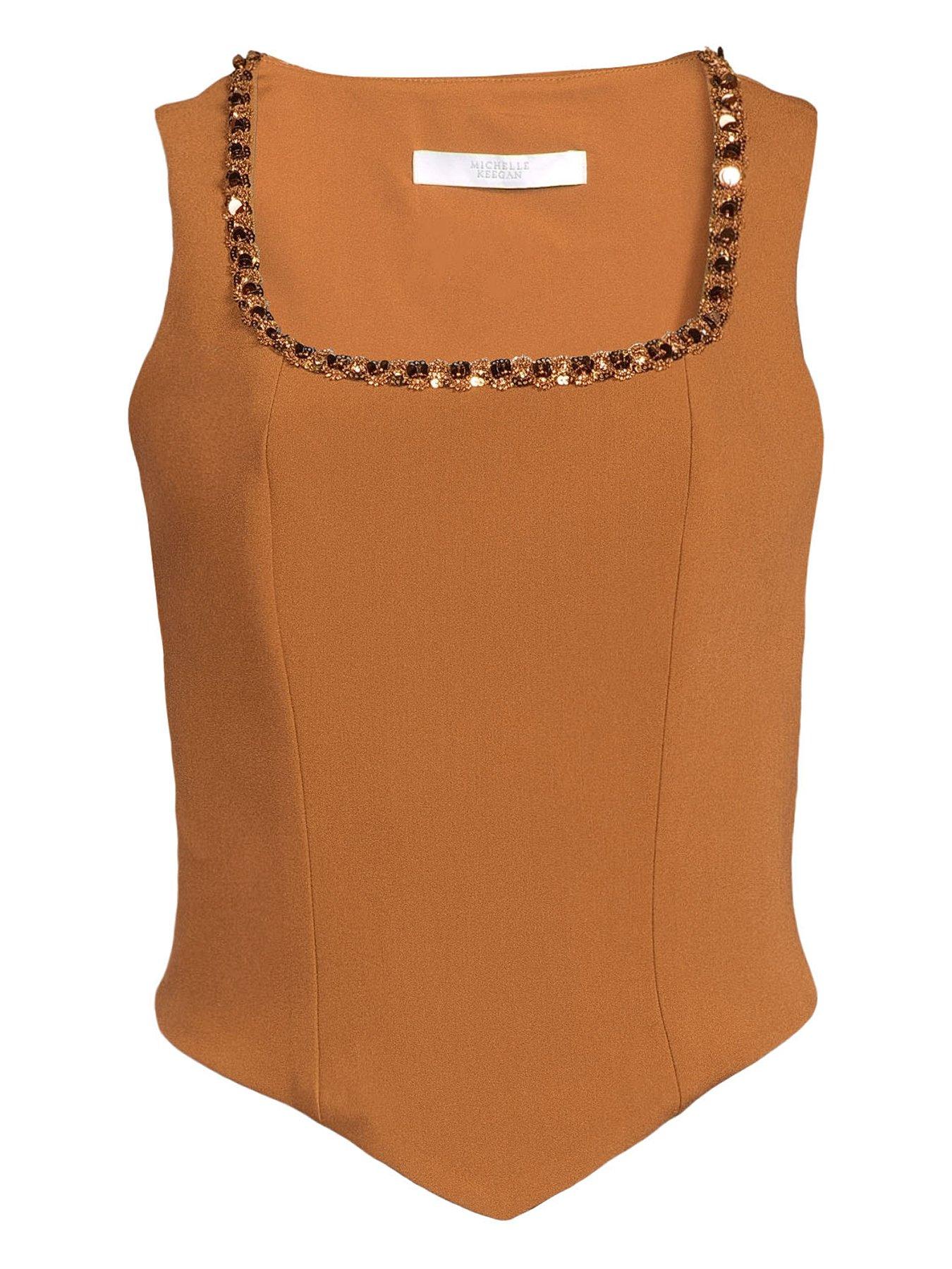 michelle-keegan-embellished-corset-top-browndetail