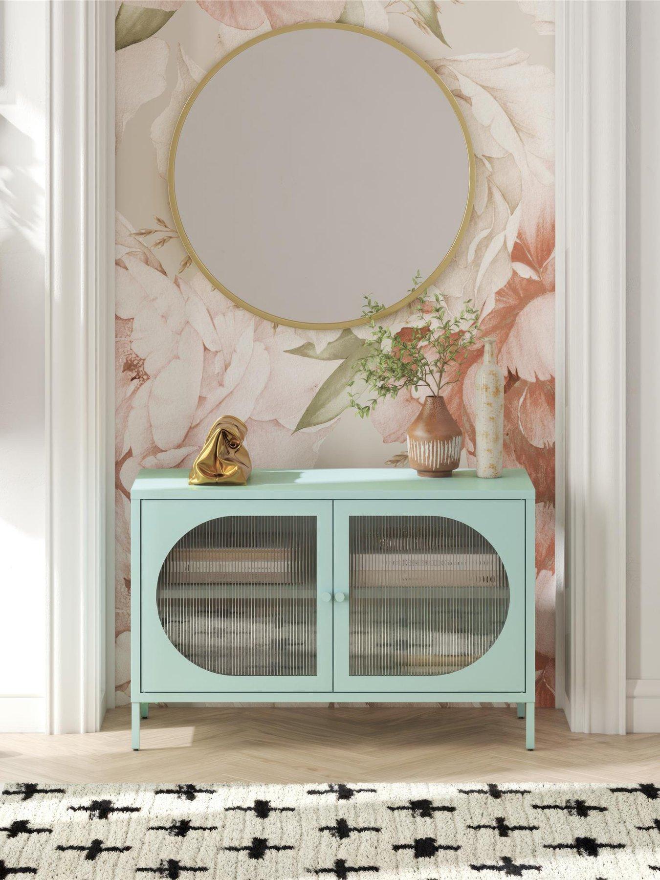 Dorel Home Luna Glass Door Accent Sideboard Cabinet - Sky Blue