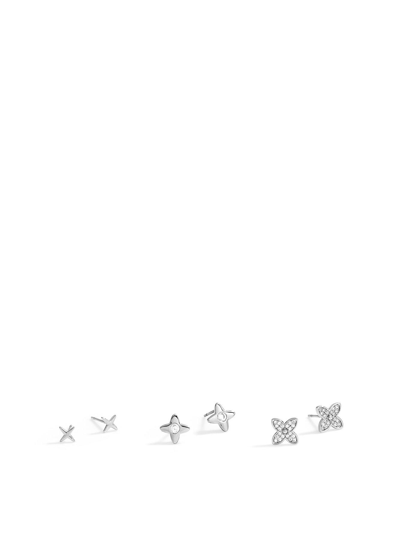 jon-richard-jon-richard-silver-plated-clover-earrings-pack-of-3