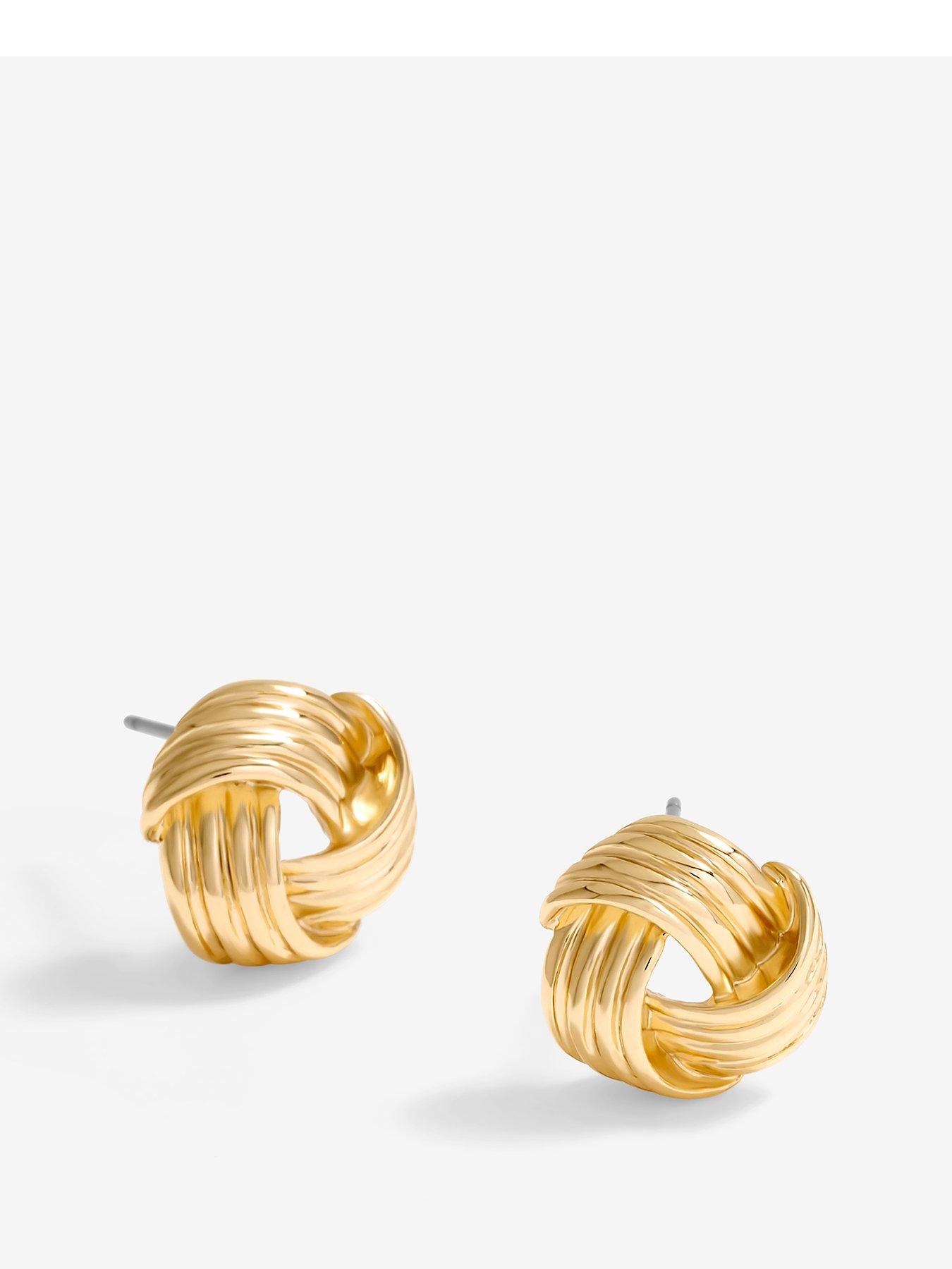 undefined Jon Richard Gold Plated Ridge Knot Studs