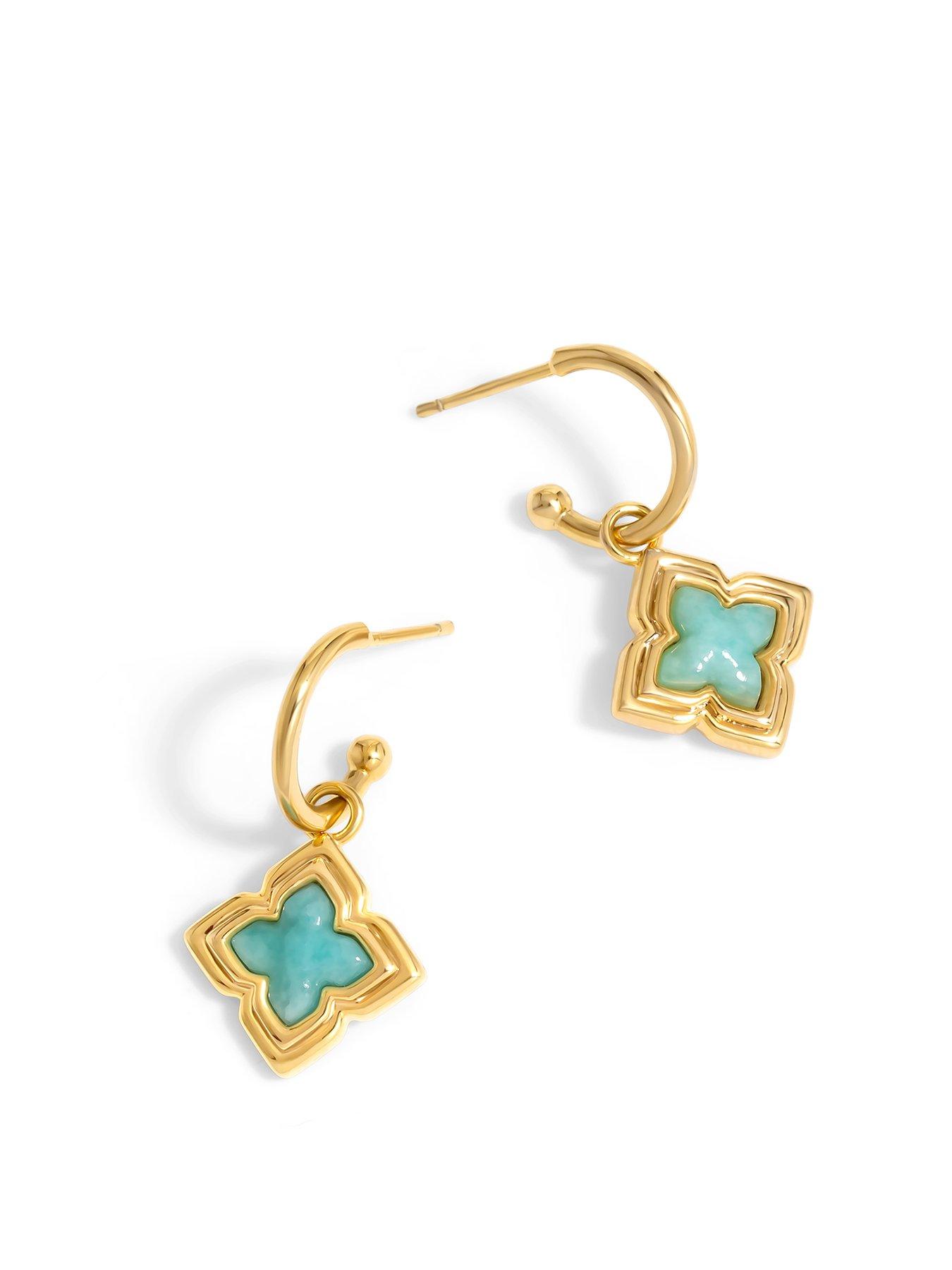undefined Inicio Gold Plated Aquamarine Earrings - Gift Pouch