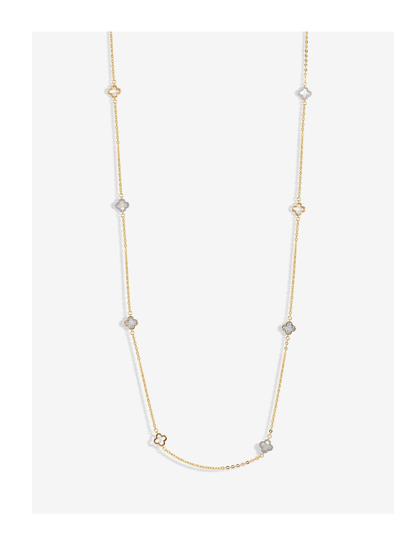 undefined Jon Richard Gold Plated Long Clover Necklace