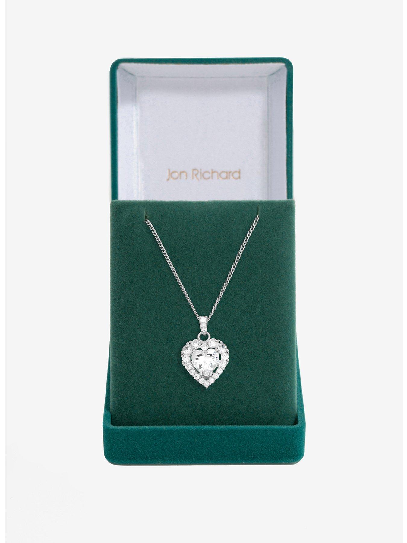 undefined Jon Richard Rhodium Plated Cubic Zirconia Heart Pendant - Gift Boxed