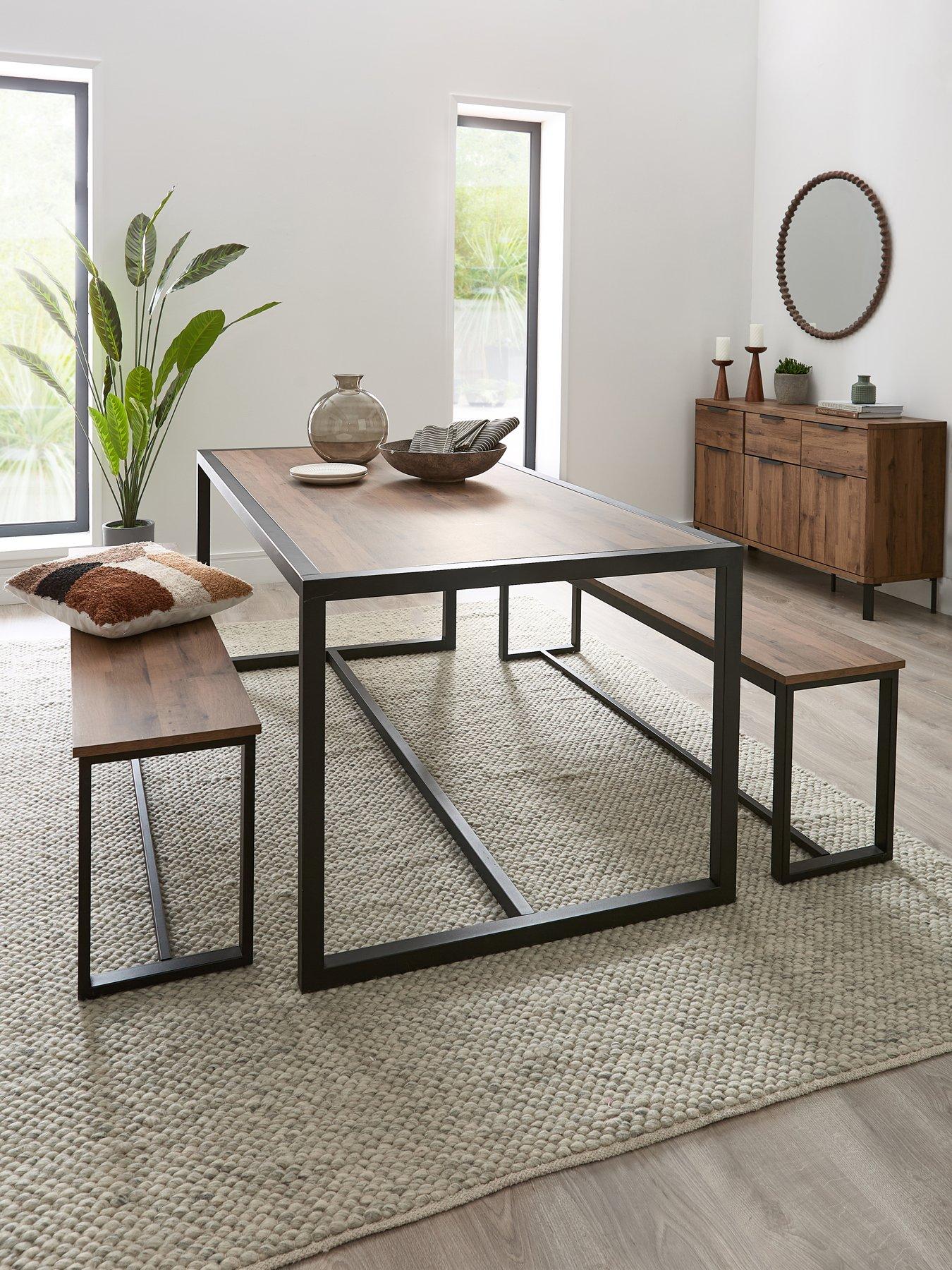 Very Home Harlem Mid Oak Dining Table & 2 Benches - FSC Certified