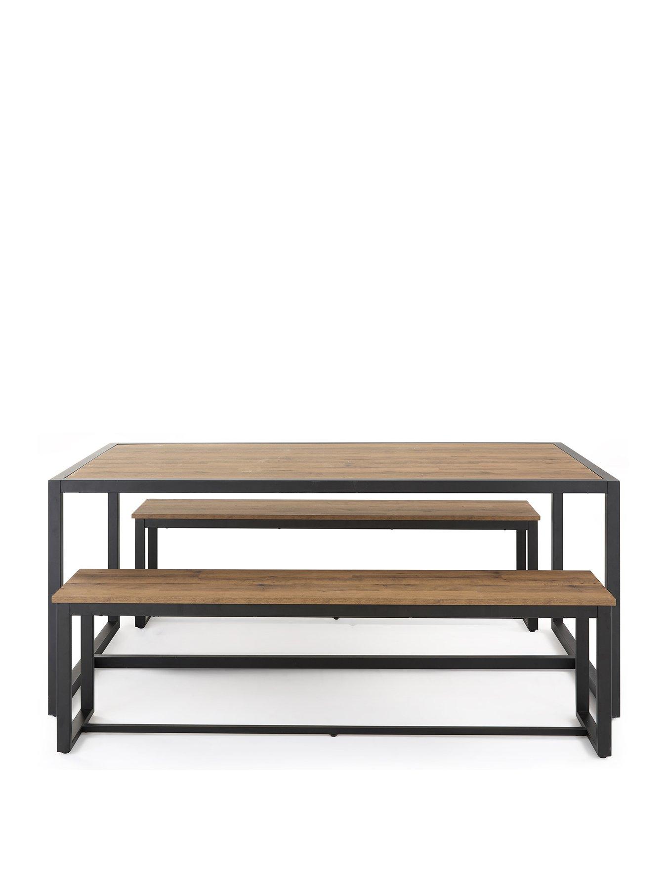 Image 2 of 7 of The Very Collection Harlem Mid Oak Dining Table & 2 Benches - FSC Certified