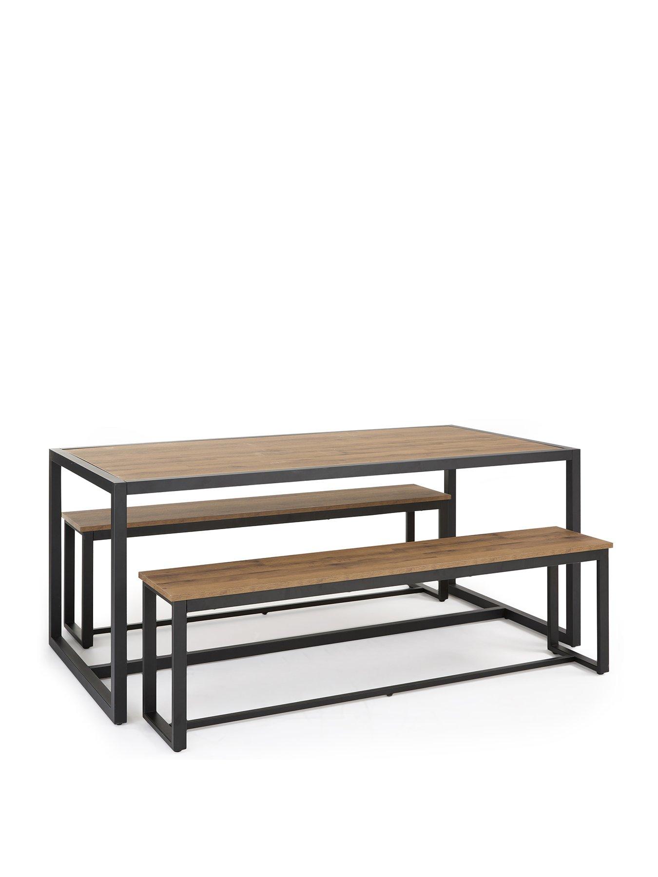 Image 3 of 7 of The Very Collection Harlem Mid Oak Dining Table & 2 Benches - FSC Certified