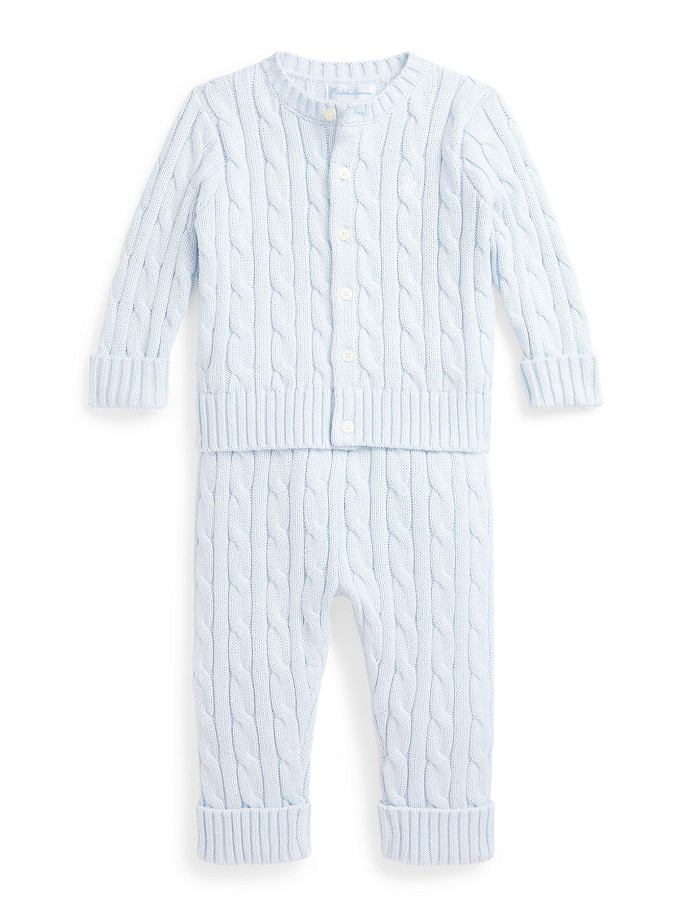 Image 1 of 2 of Polo Ralph Lauren Baby Boys Cable Sweater Set - Light Blue