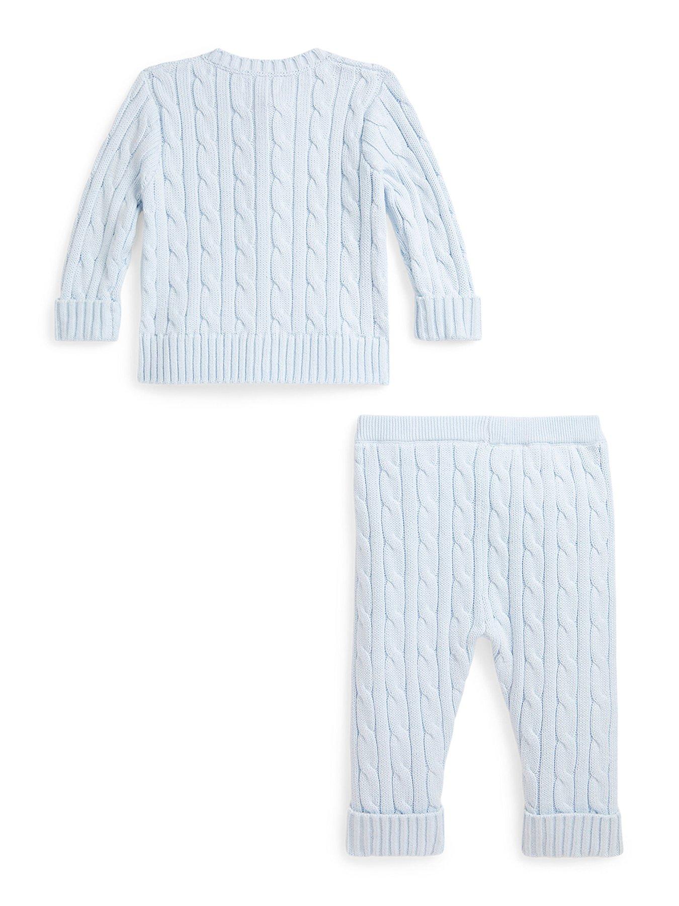 Image 2 of 2 of Polo Ralph Lauren Baby Boys Cable Sweater Set - Light Blue