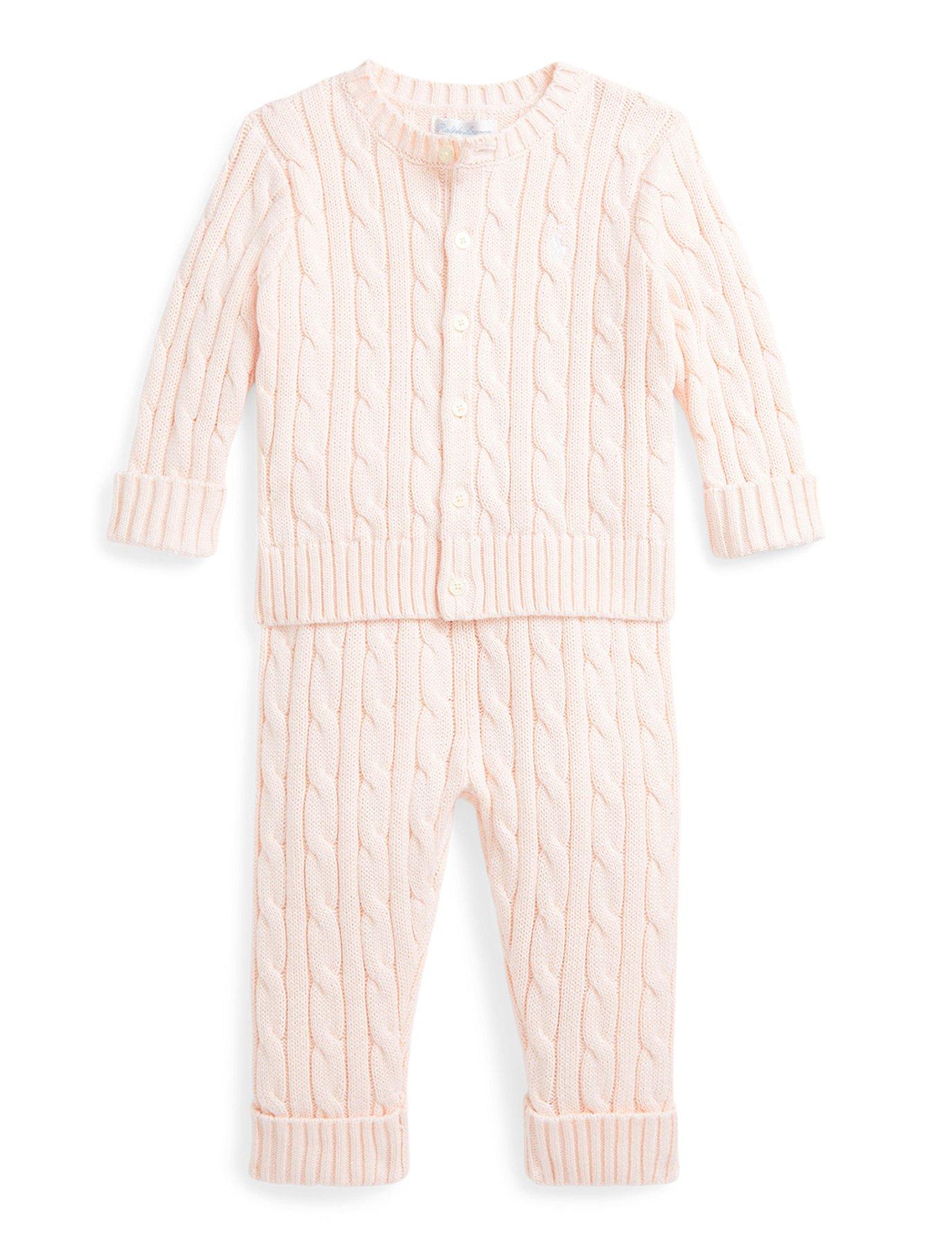 Image 1 of 2 of Polo Ralph Lauren Baby Girls Cable Sweater Set - Pink