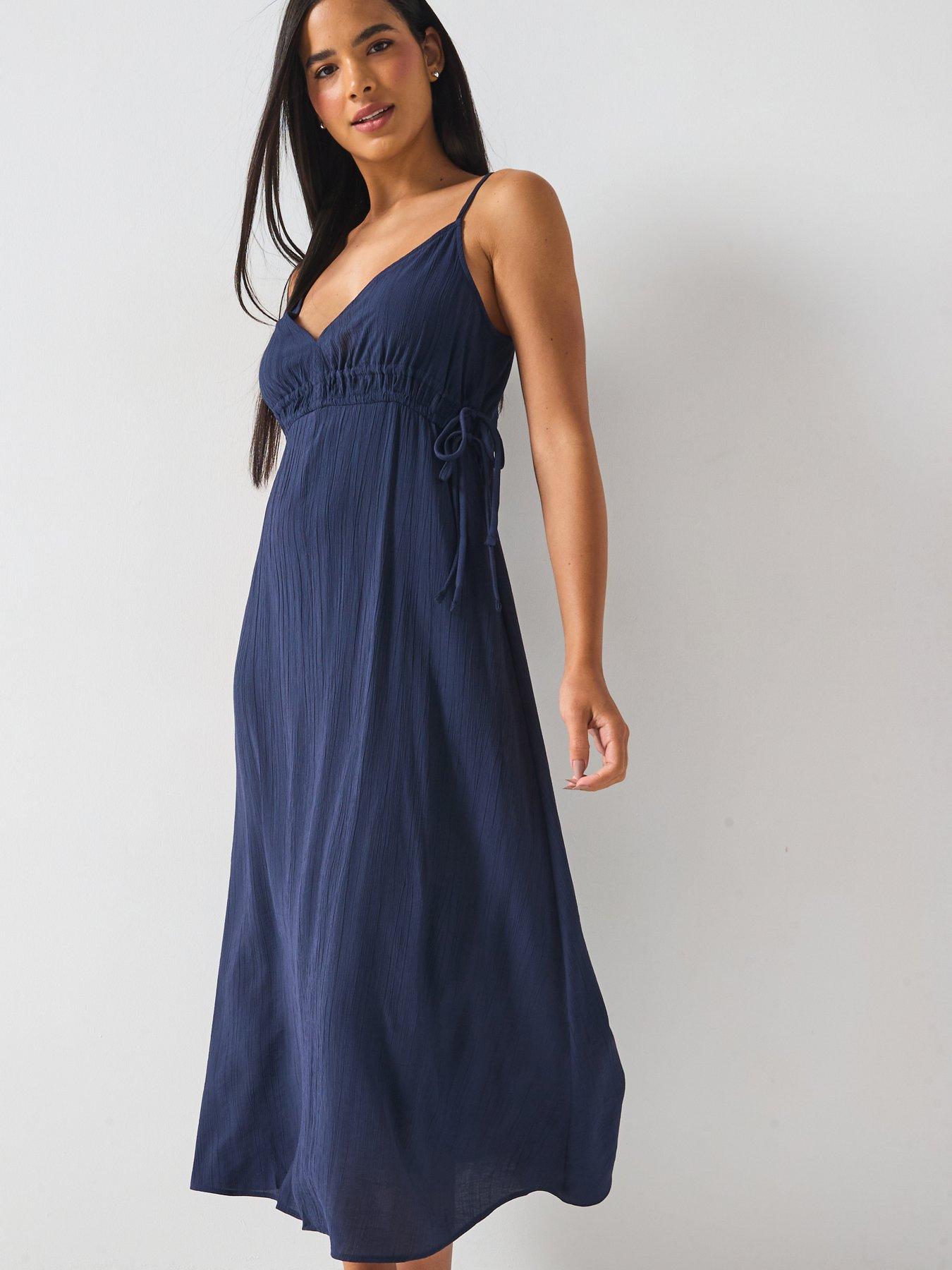 only-billy-sleeveless-string-midi-dress-navy