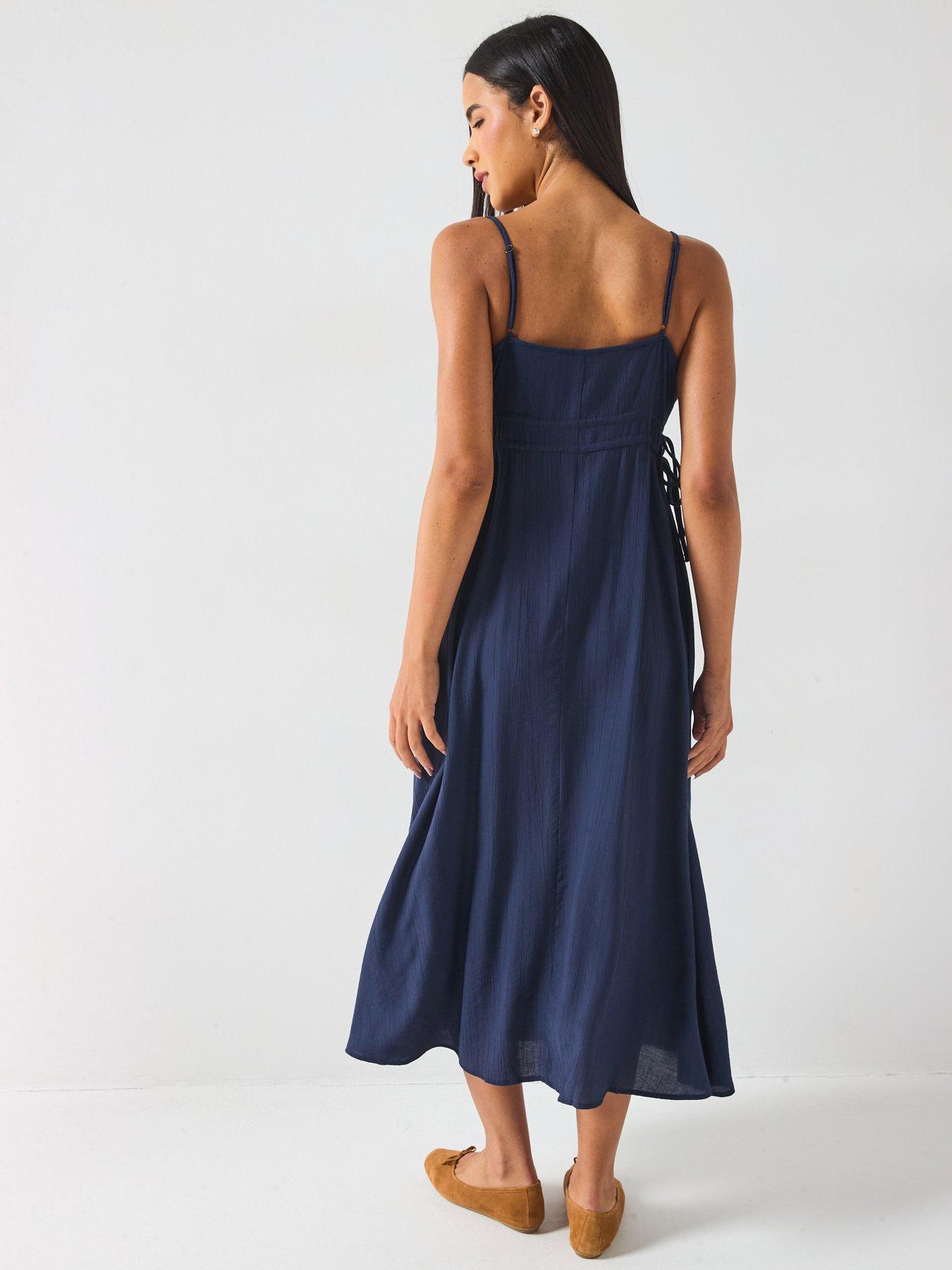 Image 2 of 6 of Only Billy Sleeveless String Midi Dress - Navy