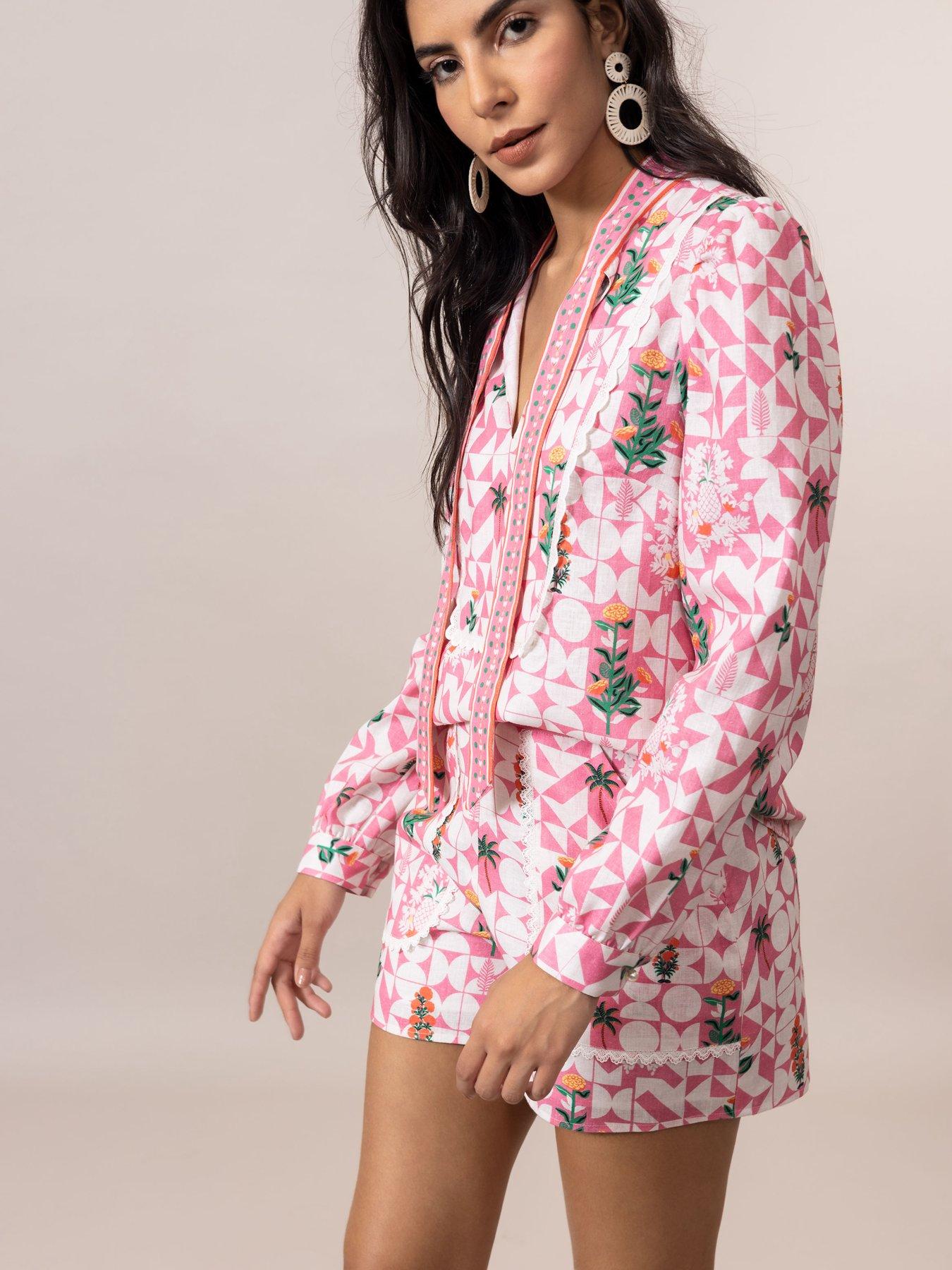 undefined Elsa Floral Print Pussybow Shirt