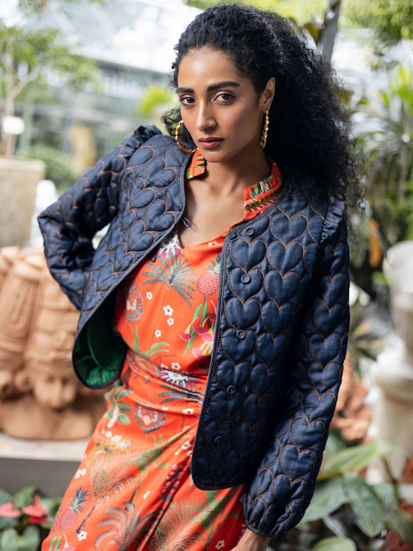 undefined Brenda Heart Print Denim Jacket