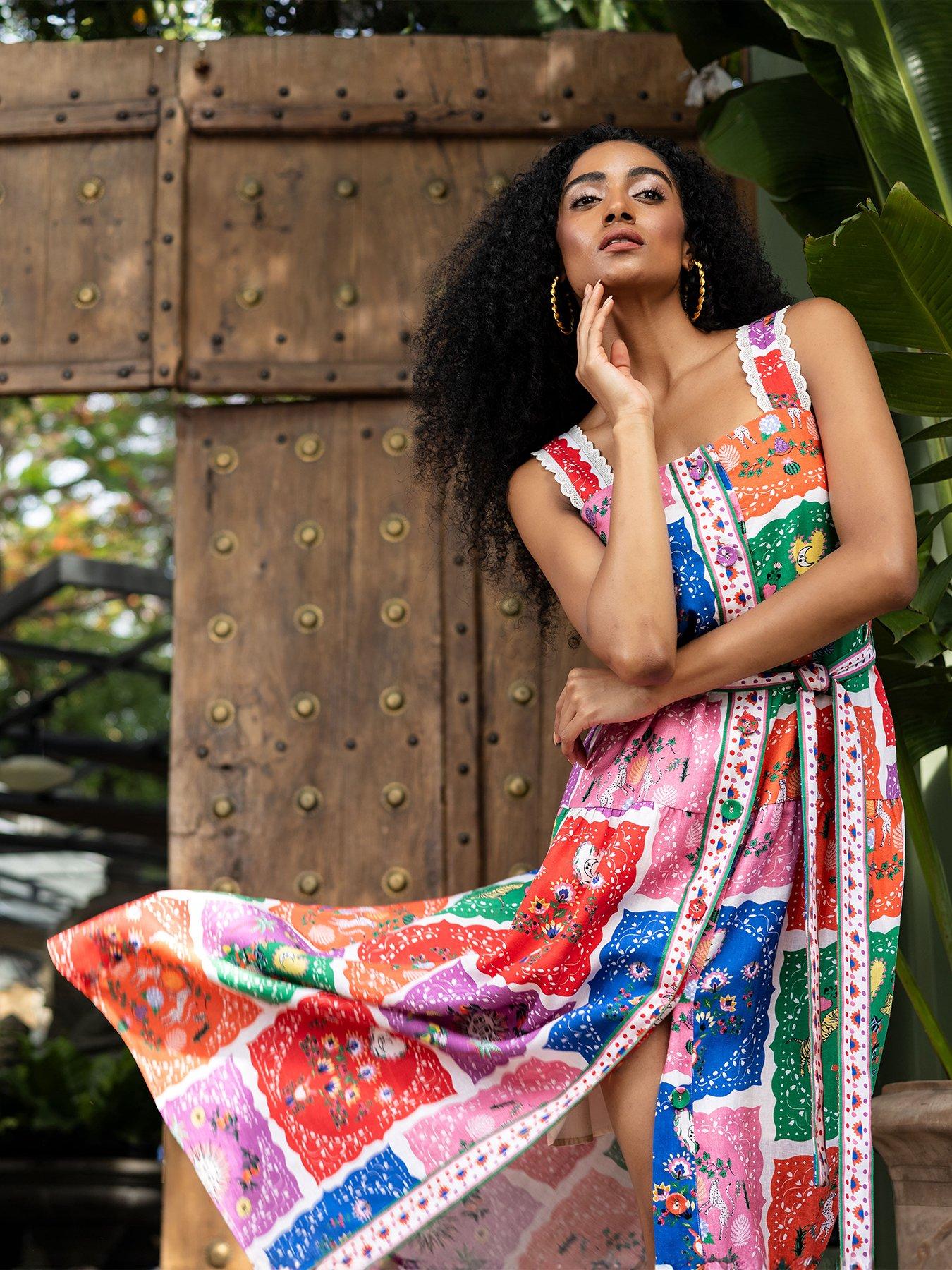 Emily Lovelock Victoria Printed Midi Dress - Multi
