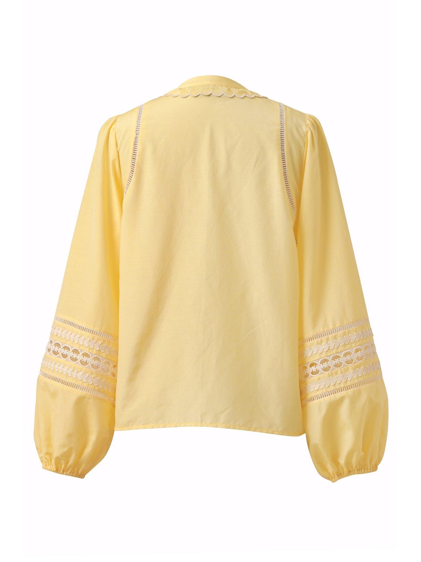 Image 2 of 3 of Emily Lovelock Martha Lace Detail Blouse - Yellow